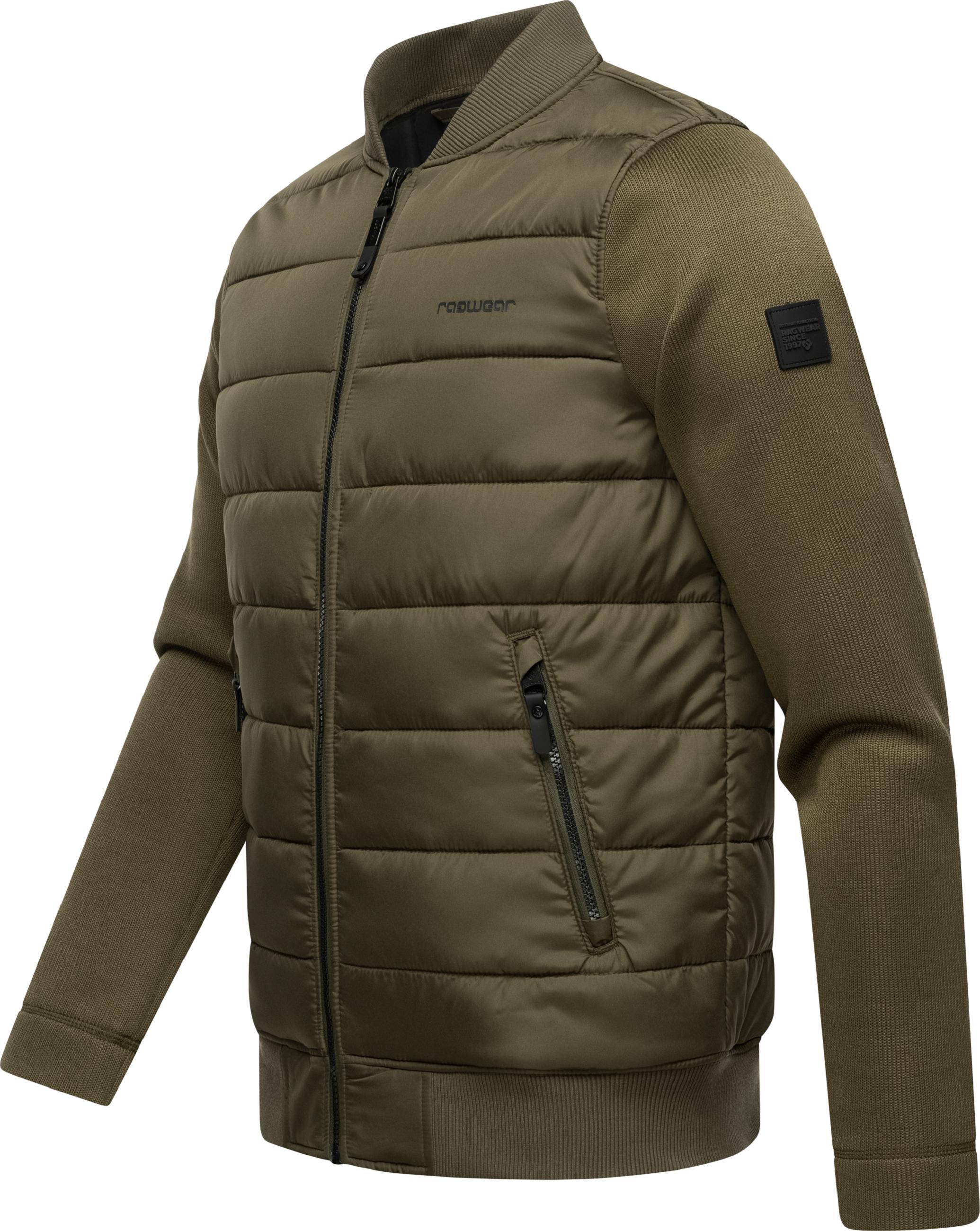 Leichte Steppjacke mit Rippstrick-Ärmeln "Hallmar" Dark Olive