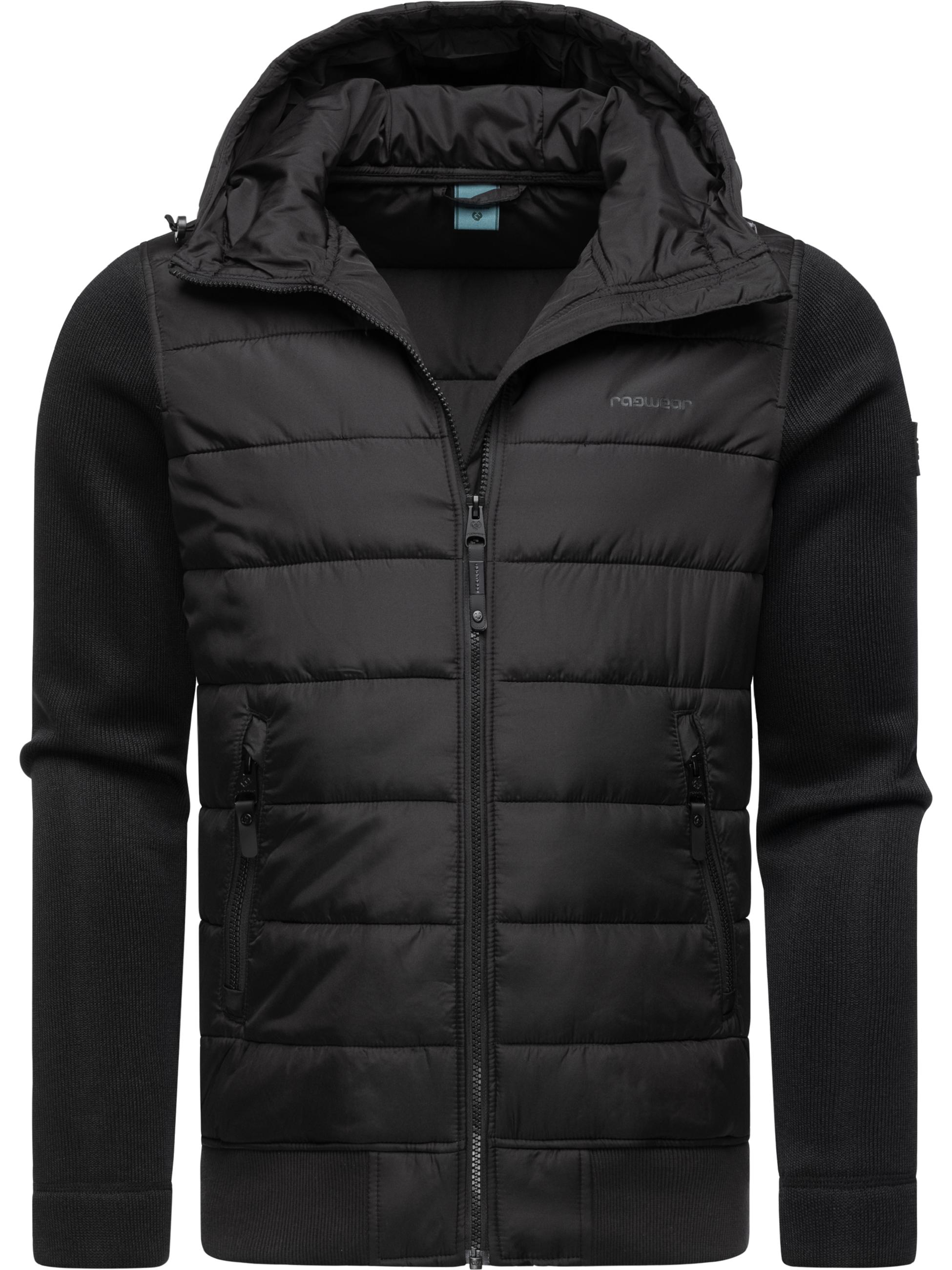 Leichte Steppjacke mit Ripp-Ärmeln und Kapuze "Hallmar Hood" Black