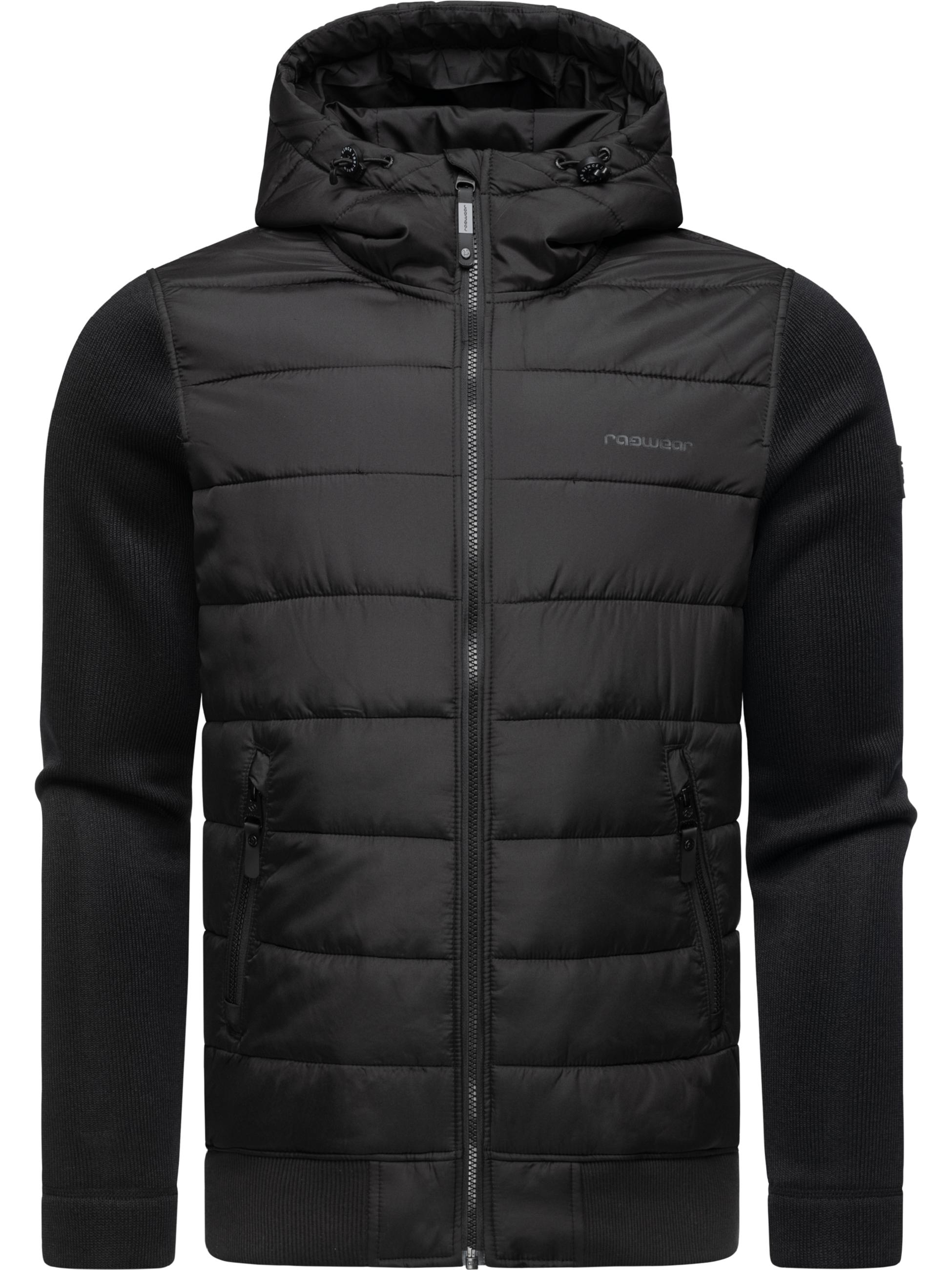 Leichte Steppjacke mit Ripp-Ärmeln und Kapuze "Hallmar Hood" Black