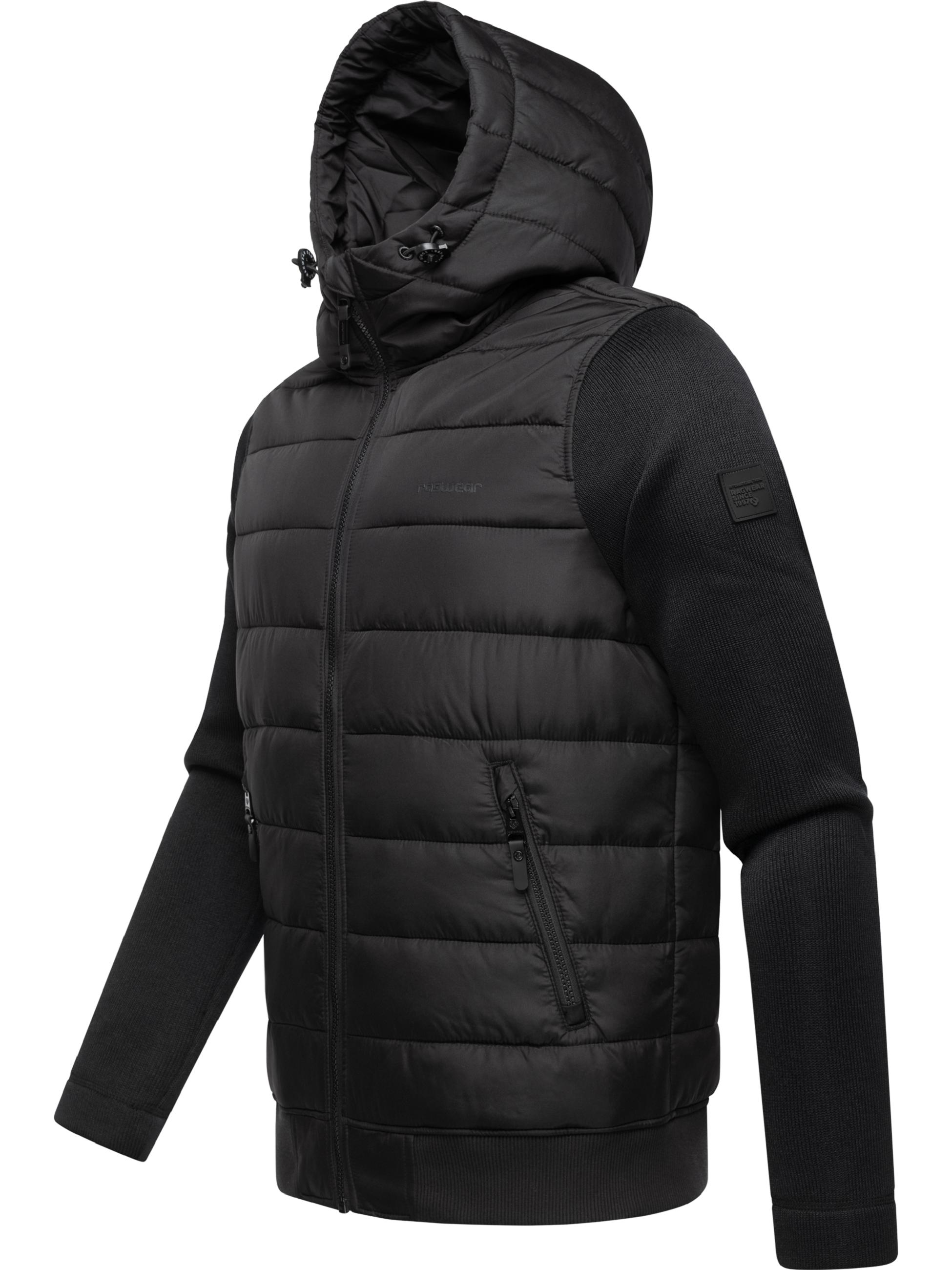 Leichte Steppjacke mit Ripp-Ärmeln und Kapuze "Hallmar Hood" Black