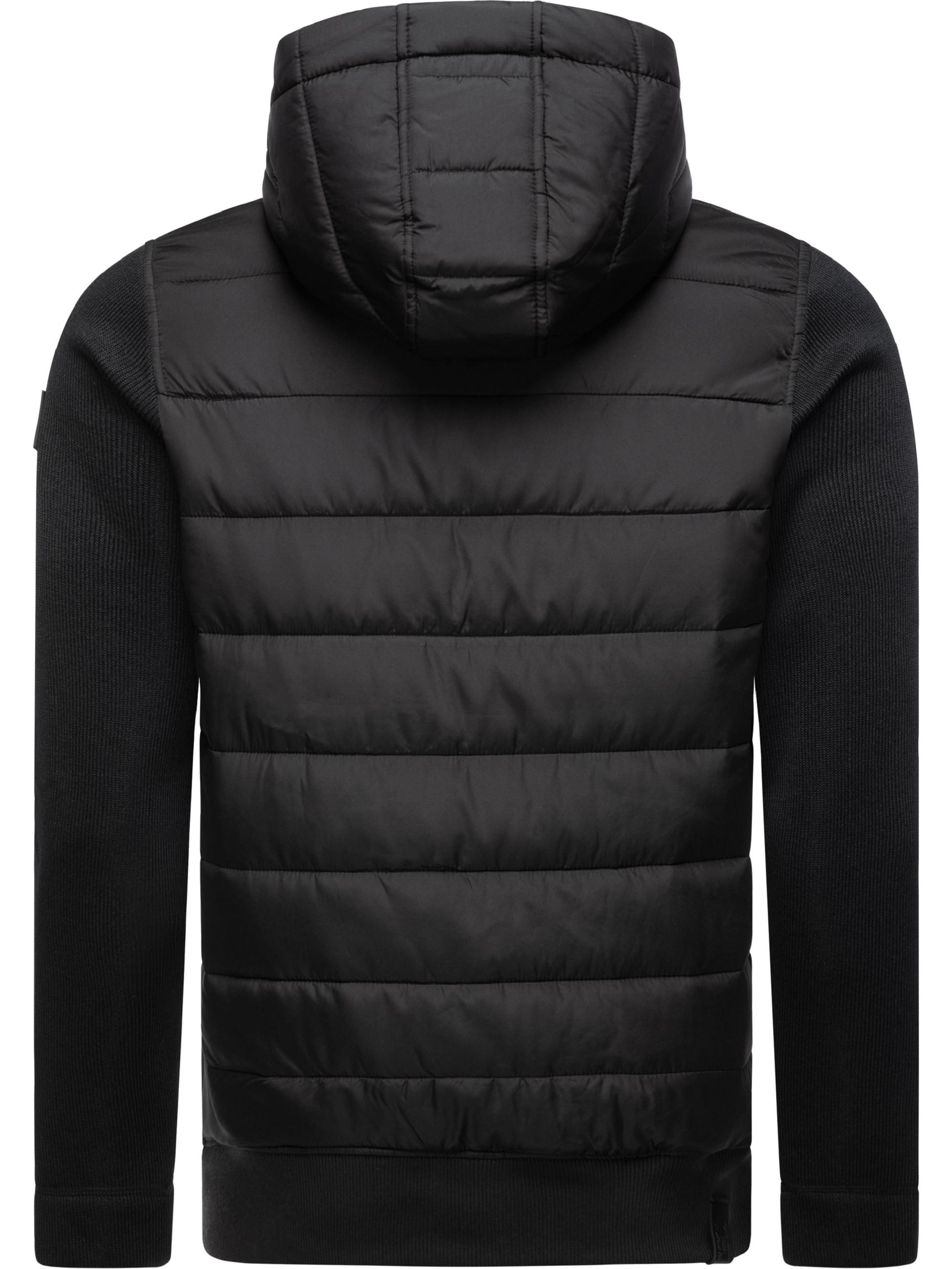 Leichte Steppjacke mit Ripp-Ärmeln und Kapuze "Hallmar Hood" Black