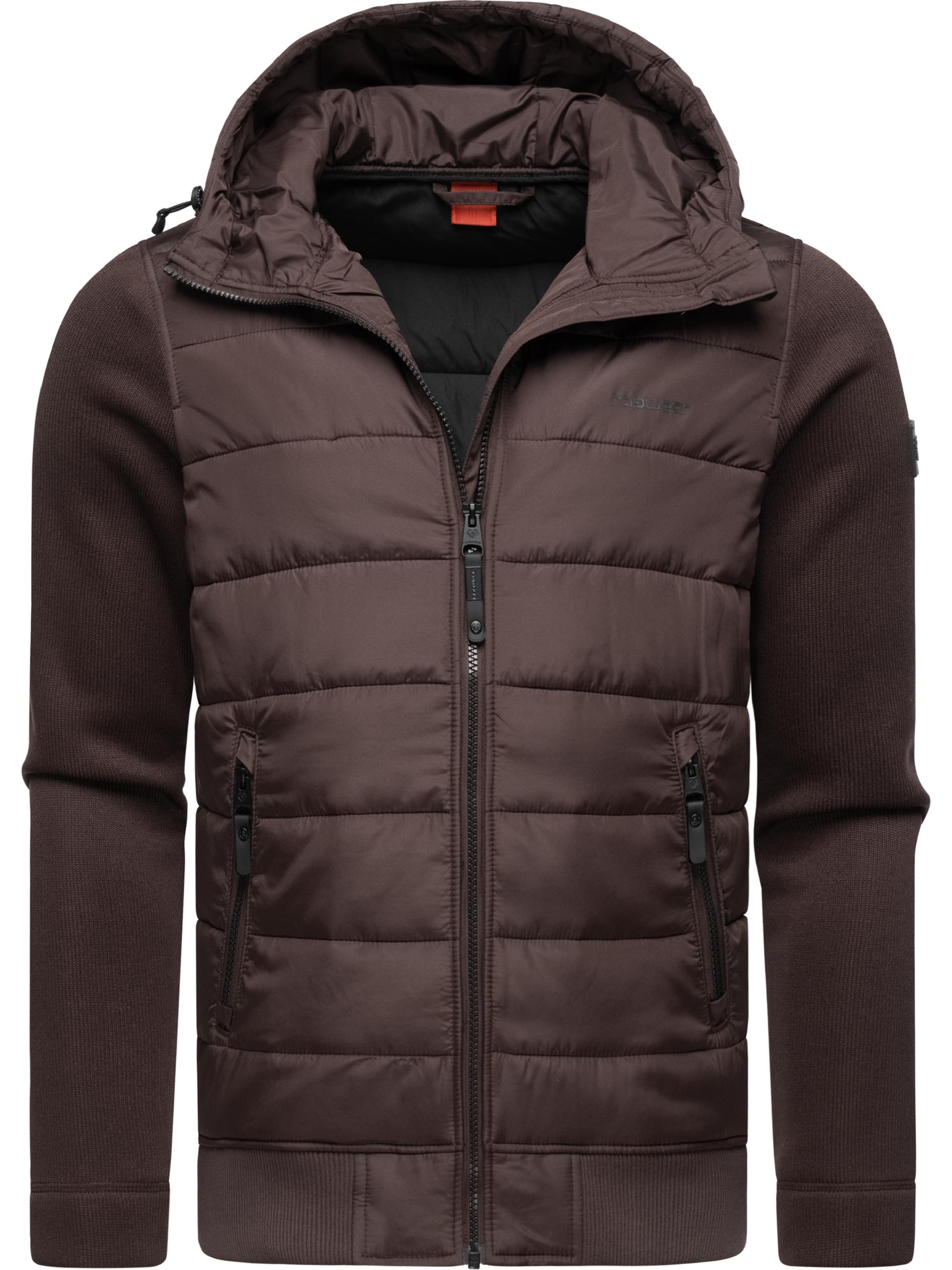 Leichte Steppjacke mit Ripp-Ärmeln und Kapuze "Hallmar Hood" Dark Brown