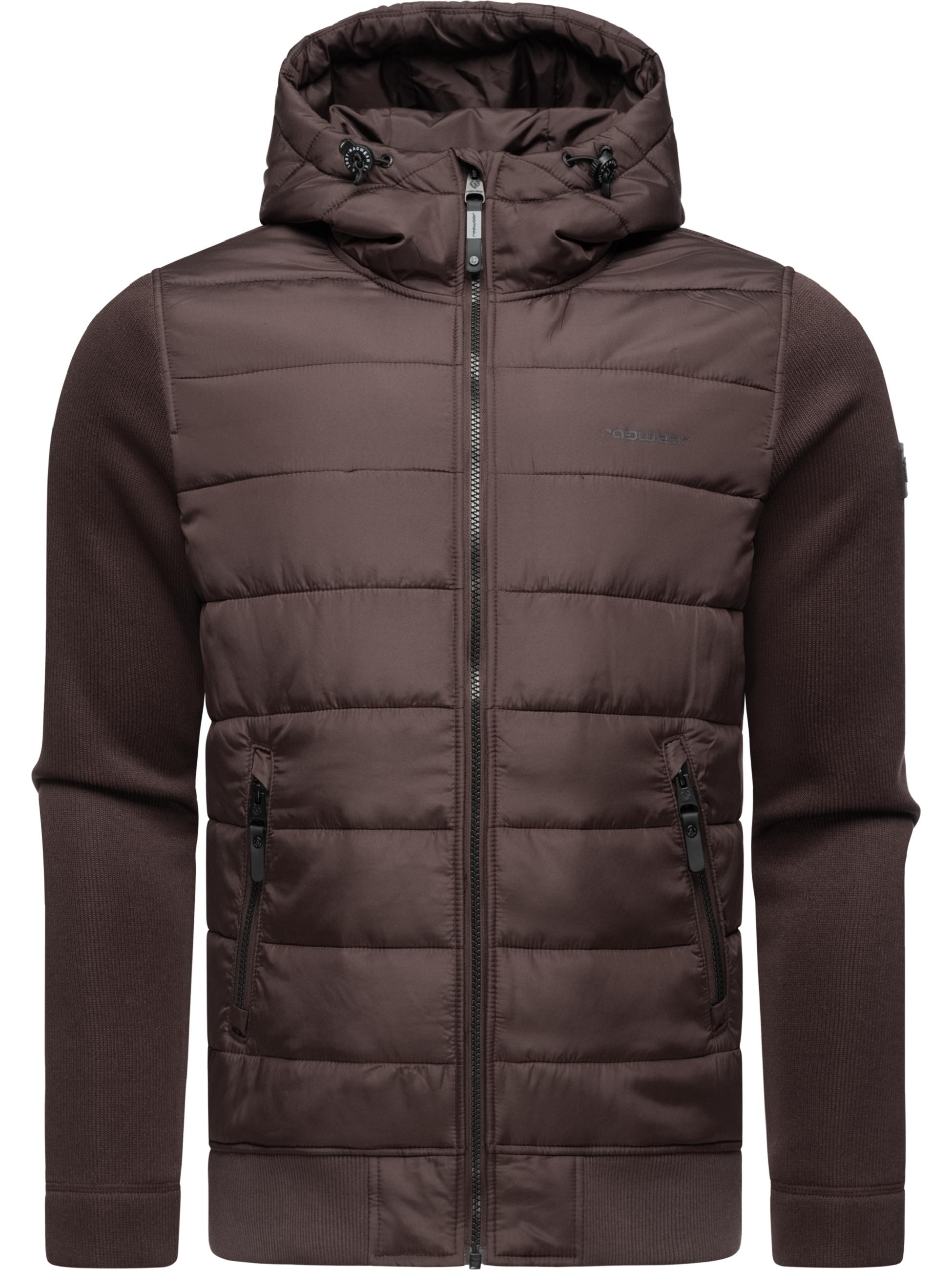 Leichte Steppjacke mit Ripp-Ärmeln und Kapuze "Hallmar Hood" Dark Brown