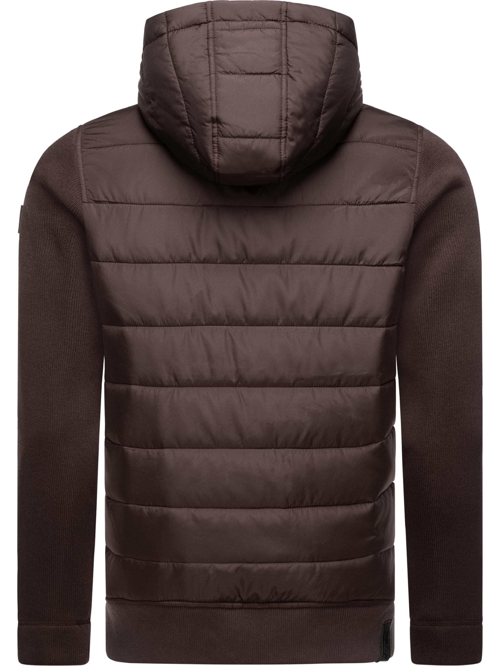 Leichte Steppjacke mit Ripp-Ärmeln und Kapuze "Hallmar Hood" Dark Brown