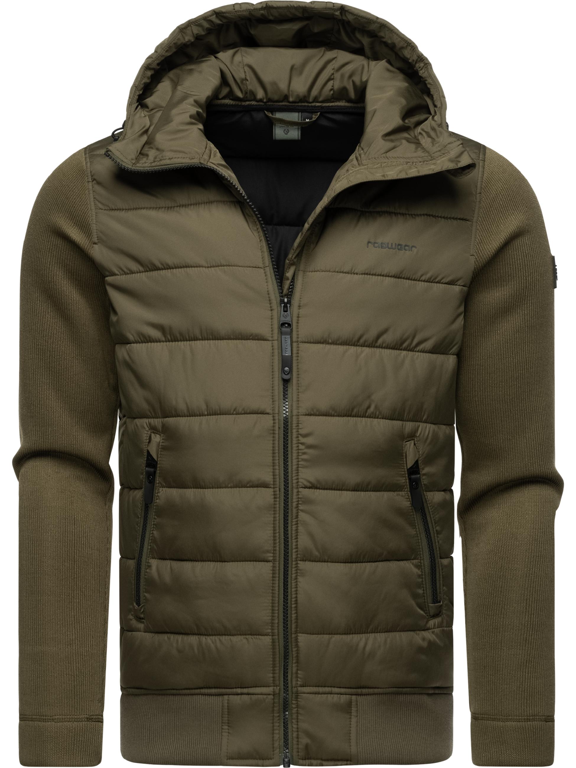 Leichte Steppjacke mit Ripp-Ärmeln und Kapuze "Hallmar Hood" Dark Olive