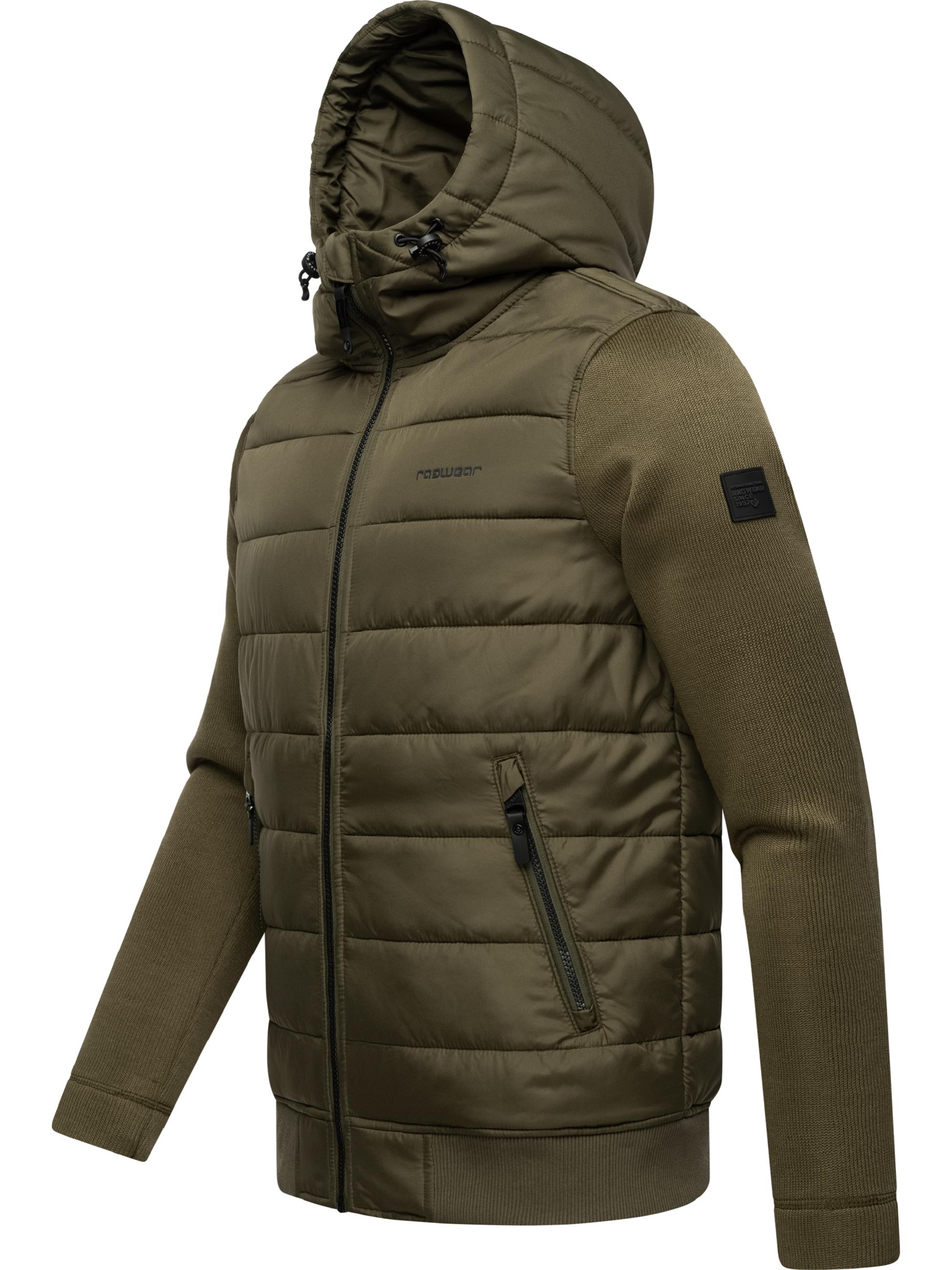 Leichte Steppjacke mit Ripp-Ärmeln und Kapuze "Hallmar Hood" Dark Olive