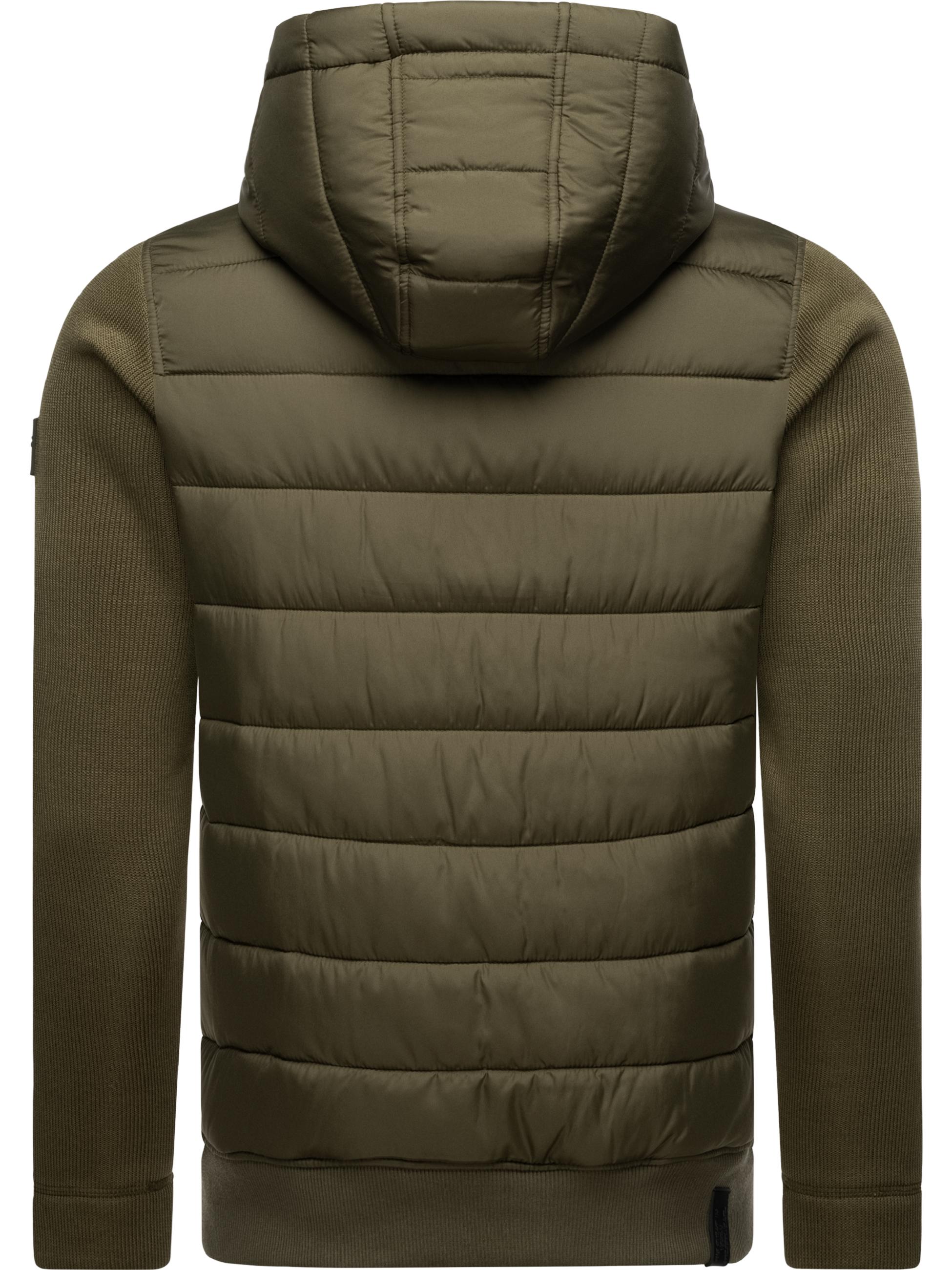 Leichte Steppjacke mit Ripp-Ärmeln und Kapuze "Hallmar Hood" Dark Olive