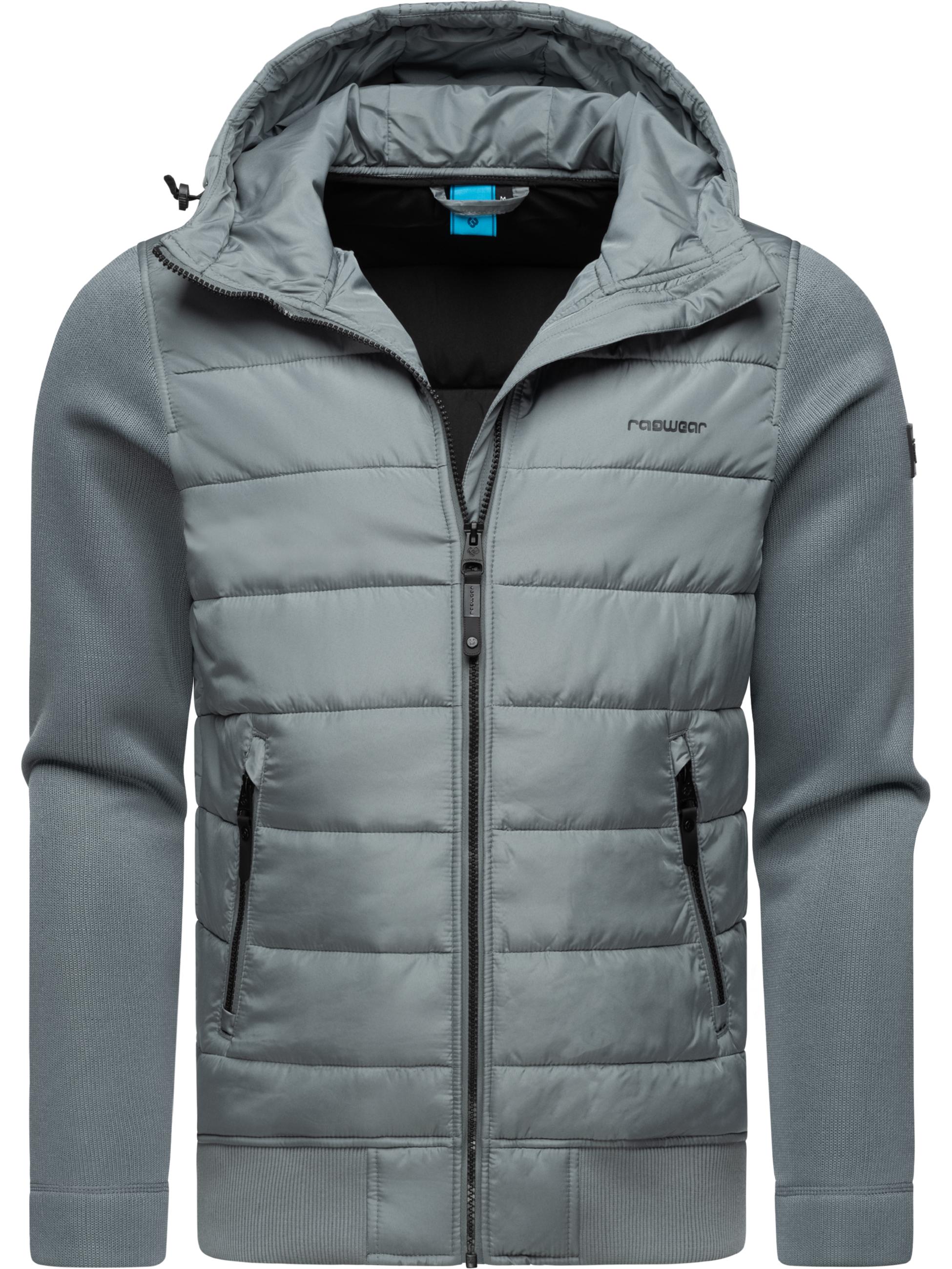 Leichte Steppjacke mit Ripp-Ärmeln und Kapuze "Hallmar Hood" Grey