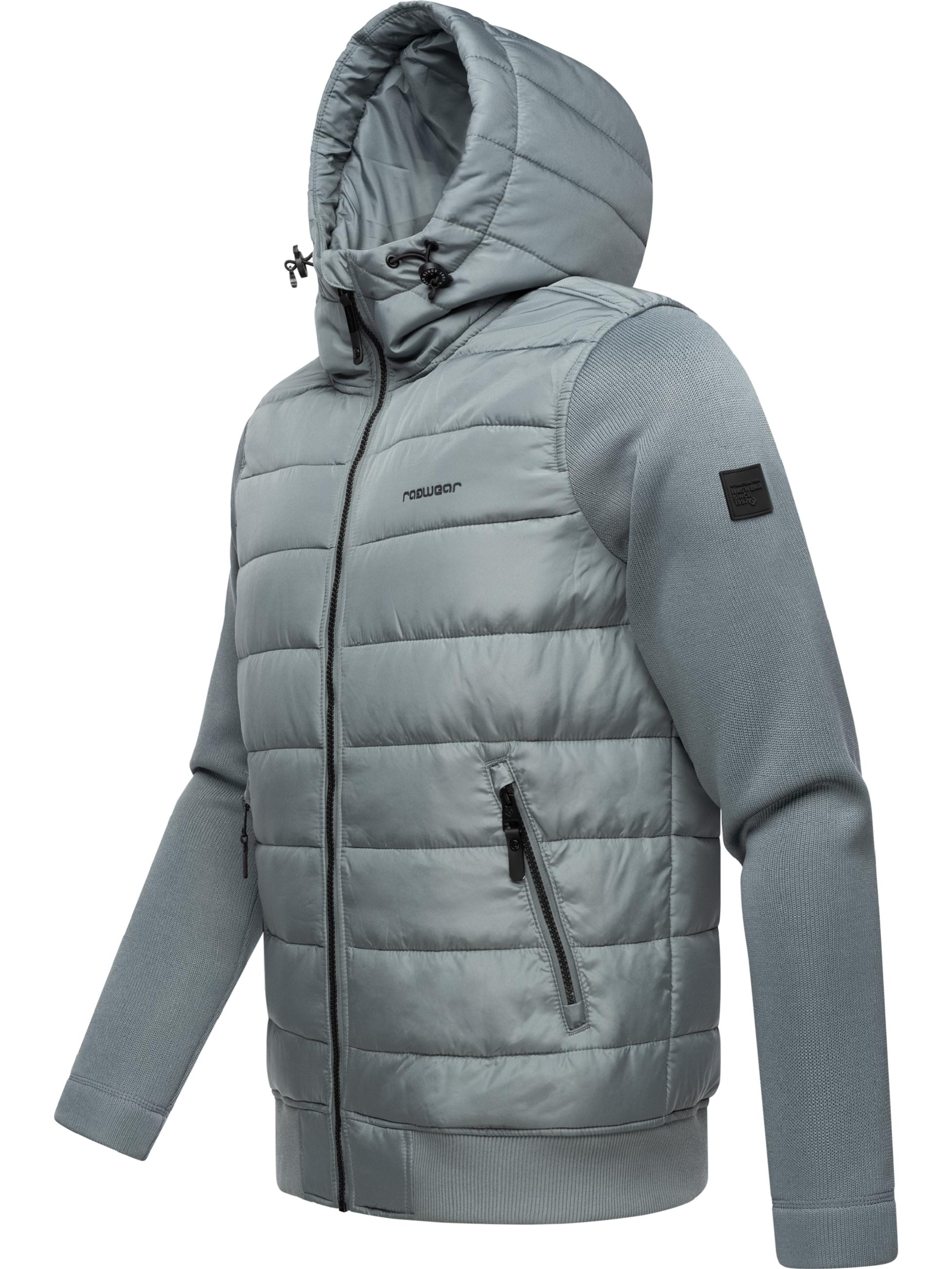 Leichte Steppjacke mit Ripp-Ärmeln und Kapuze "Hallmar Hood" Grey