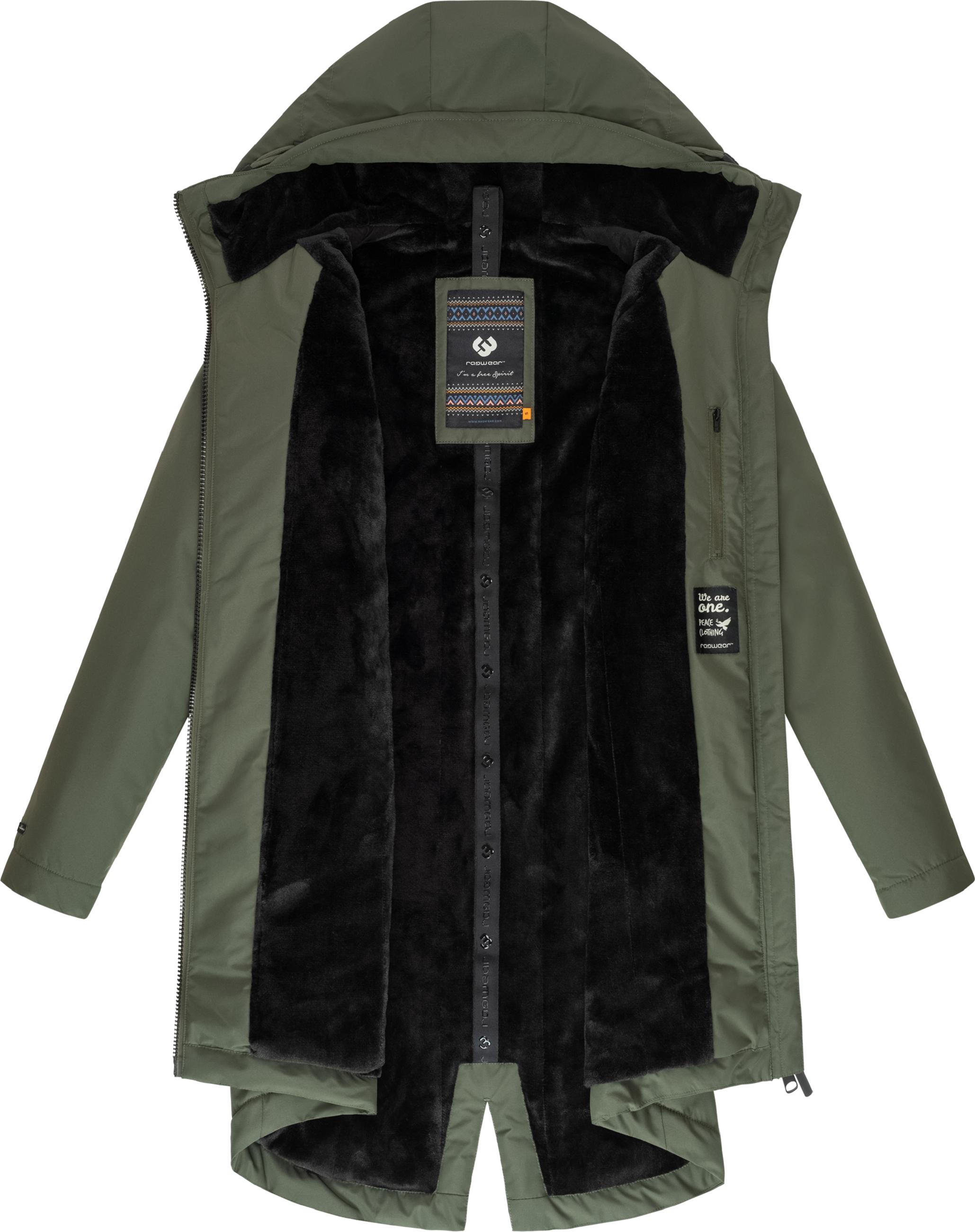 Warmer Wintermantel mit Kapuze "Holstic" Dark Olive