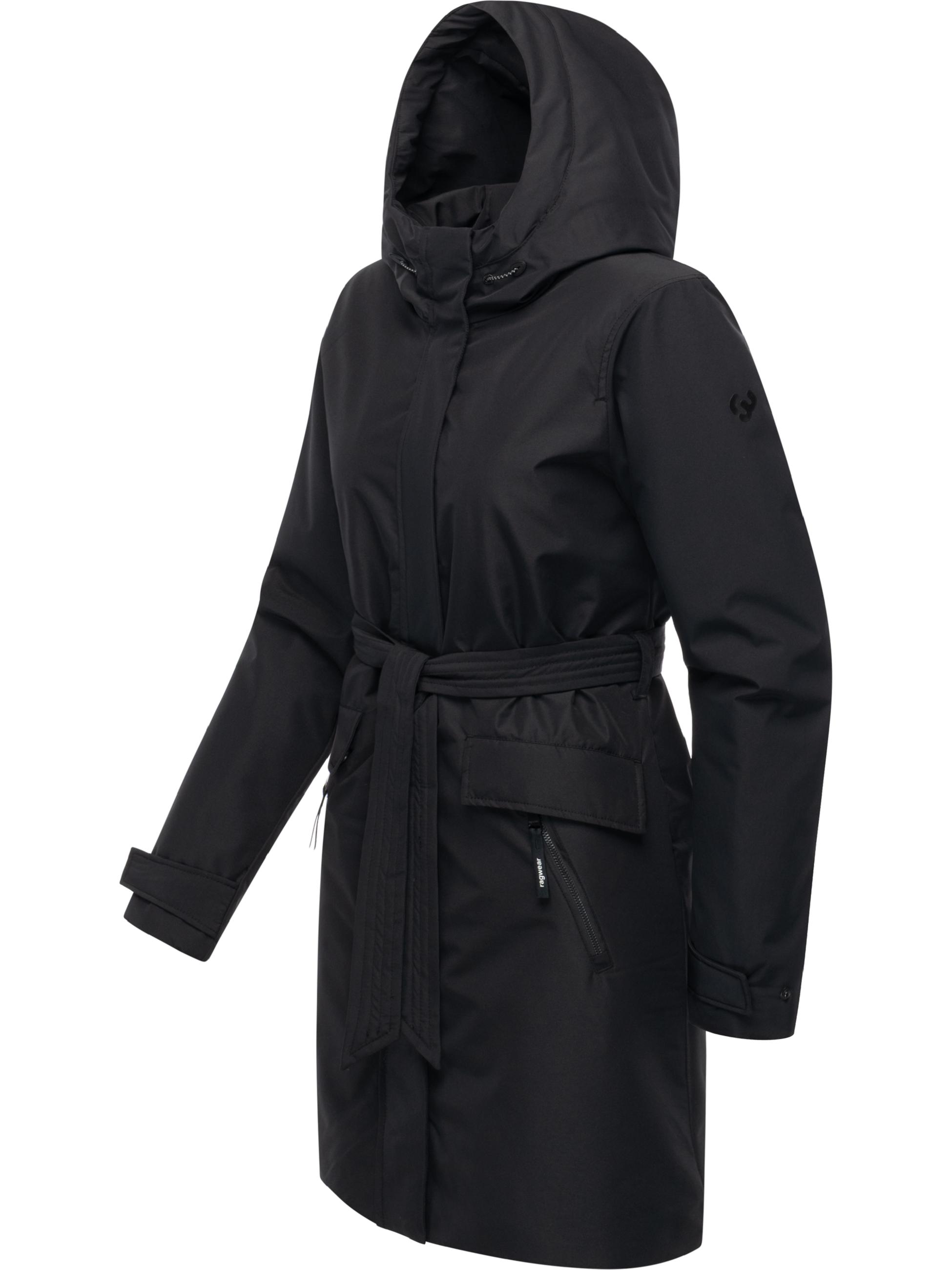 Wasserdichter Wintermantel mit Bindegürtel "Horatia Warm YOUMODO" Black