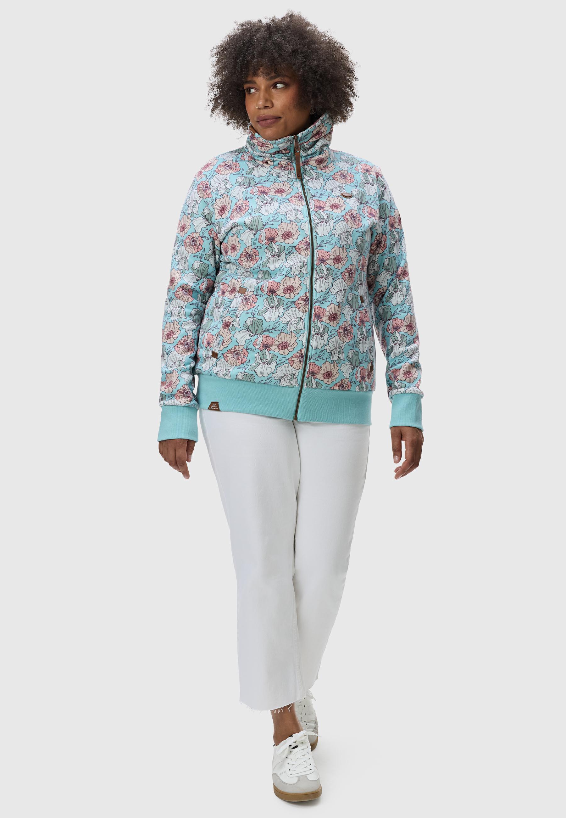 Sweatjacke mit hohem Kragen "Izolda Plus" Light Aqua