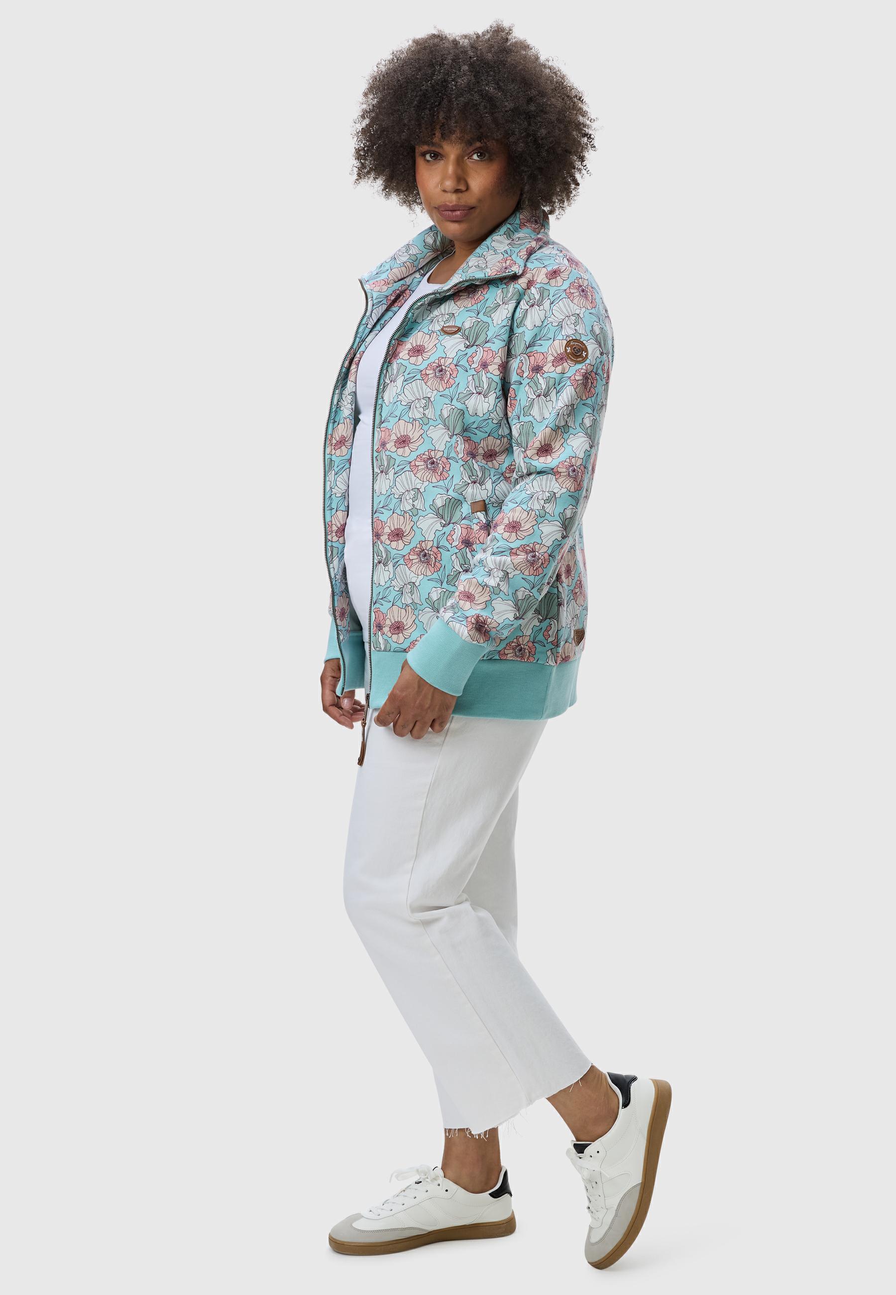 Sweatjacke mit hohem Kragen "Izolda Plus" Light Aqua