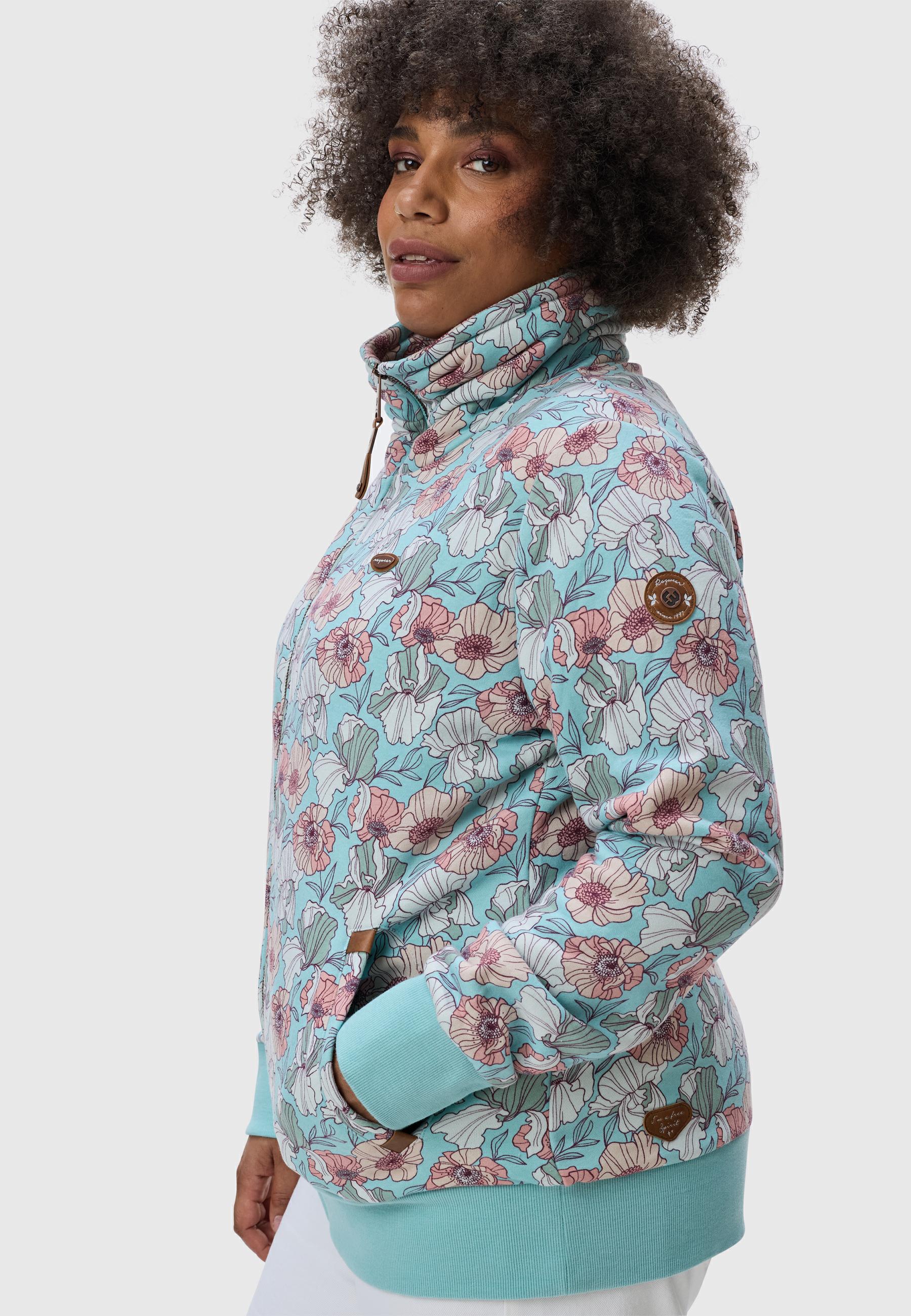 Sweatjacke mit hohem Kragen "Izolda Plus" Light Aqua