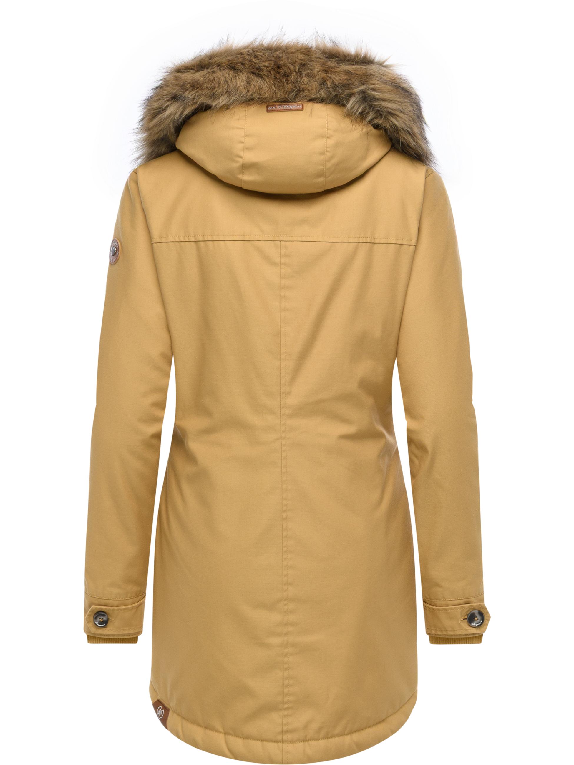 Leicht gefütterte Winterjacke mit Kunstfellkargen und Kapuze "Jane YOUMODO" Camel