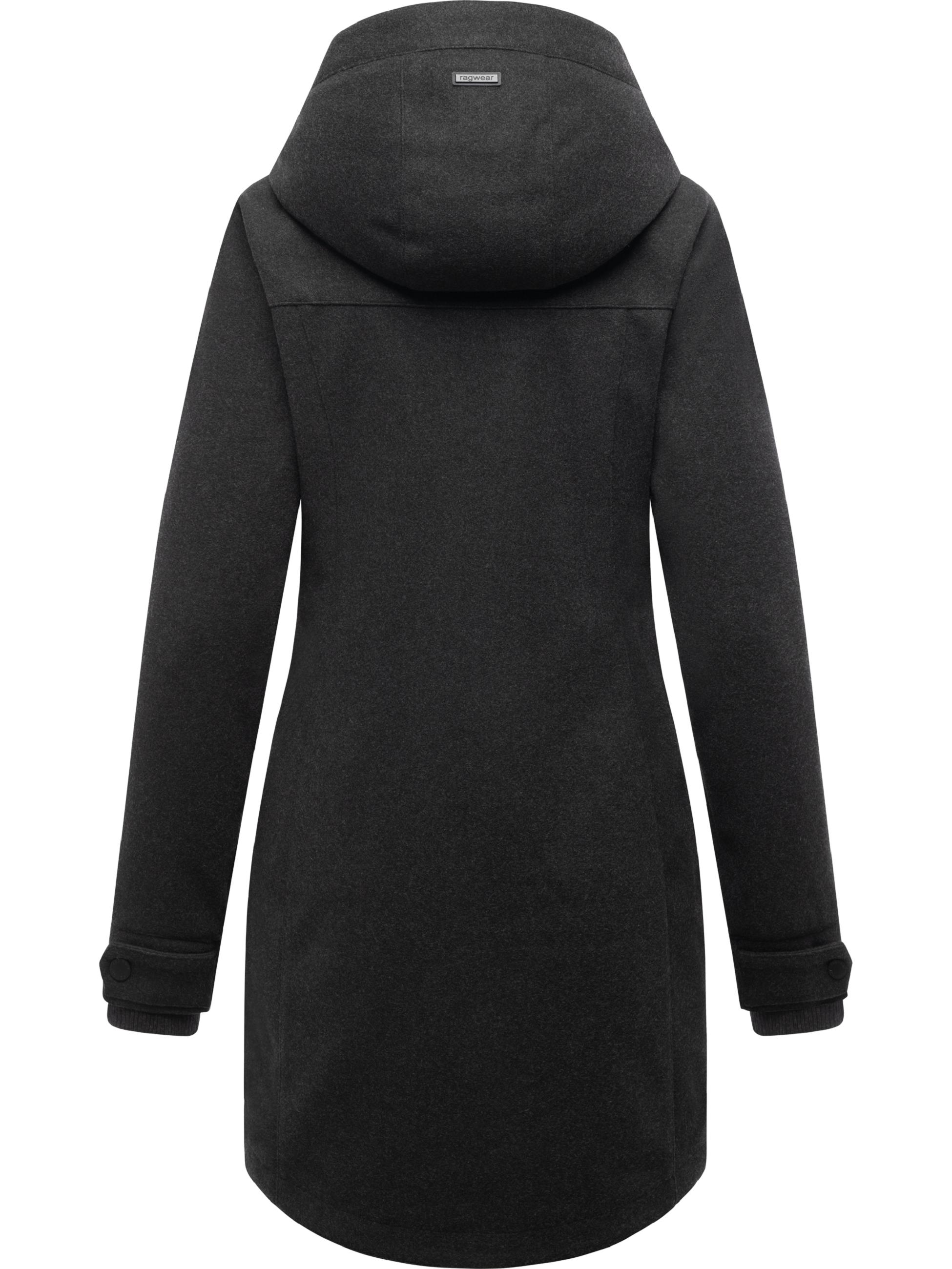 Mantel in Woll-Optik mit Kapuze "Janesha Coat" Dark Grey