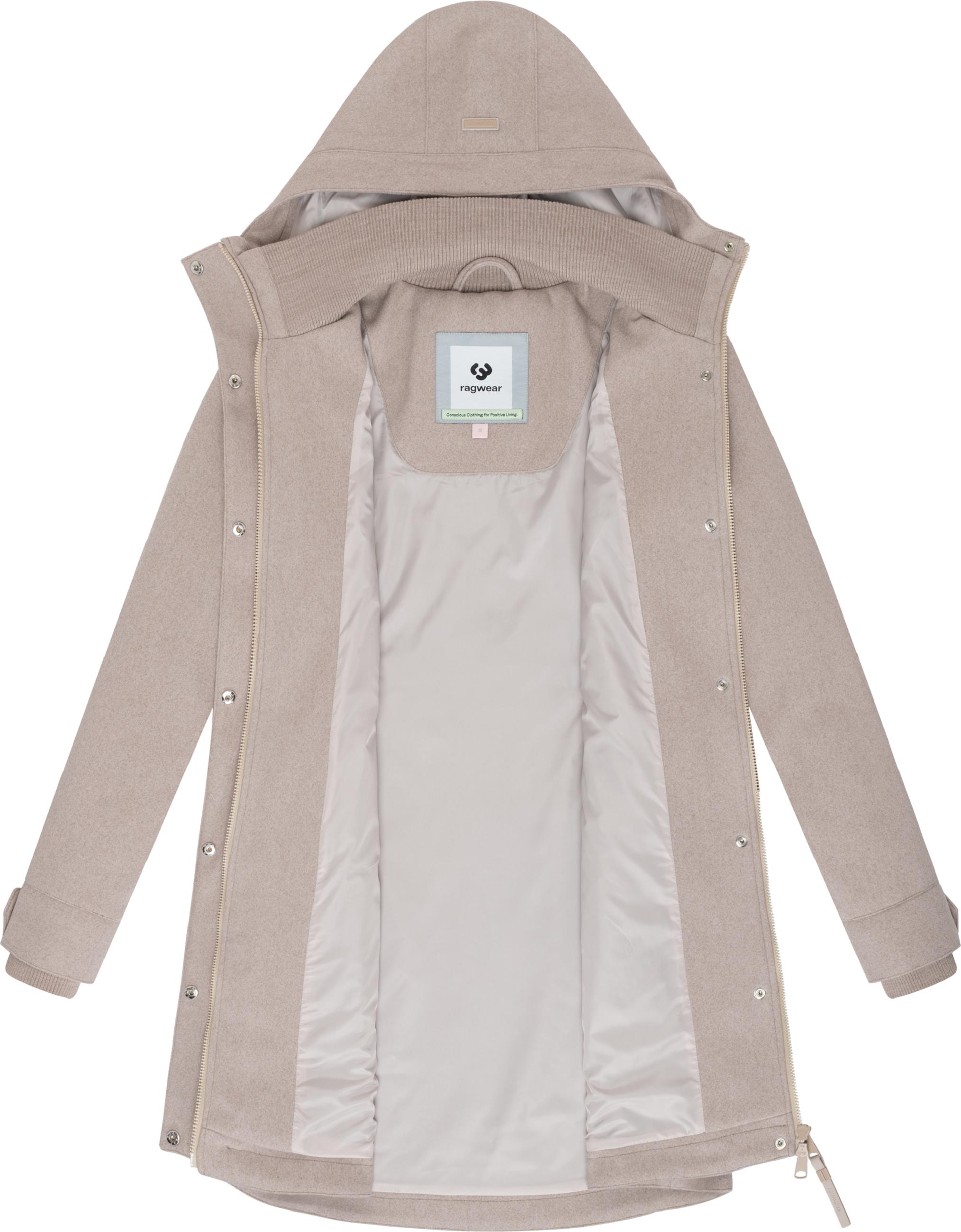 Mantel in Woll-Optik mit Kapuze "Janesha Coat" Ecru