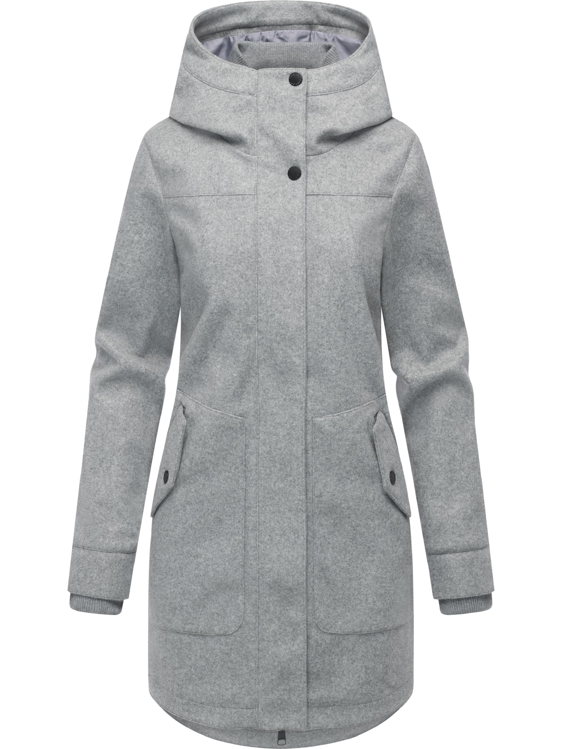 Mantel in Woll-Optik mit Kapuze "Janesha Coat" Light Grey