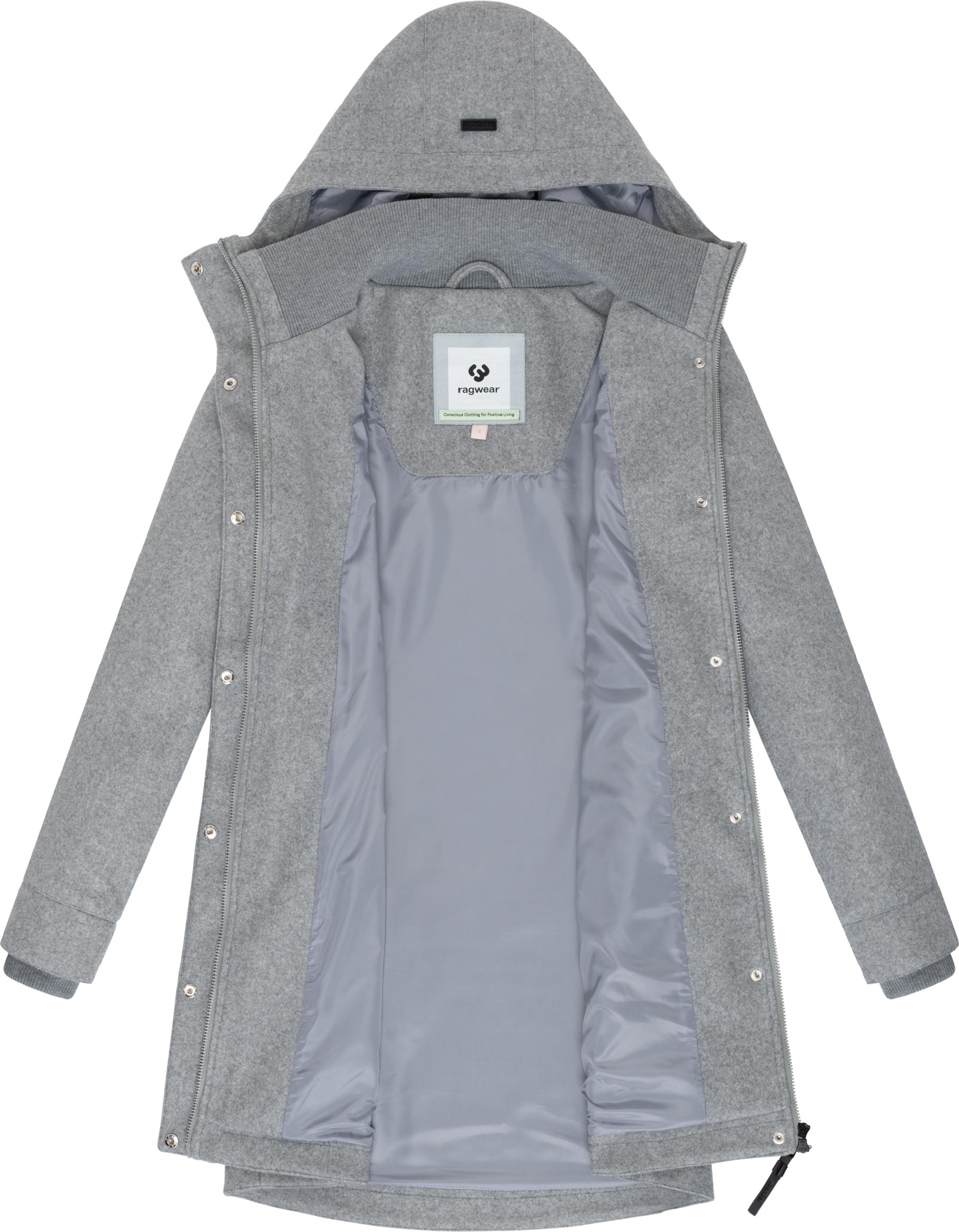 Mantel in Woll-Optik mit Kapuze "Janesha Coat" Light Grey
