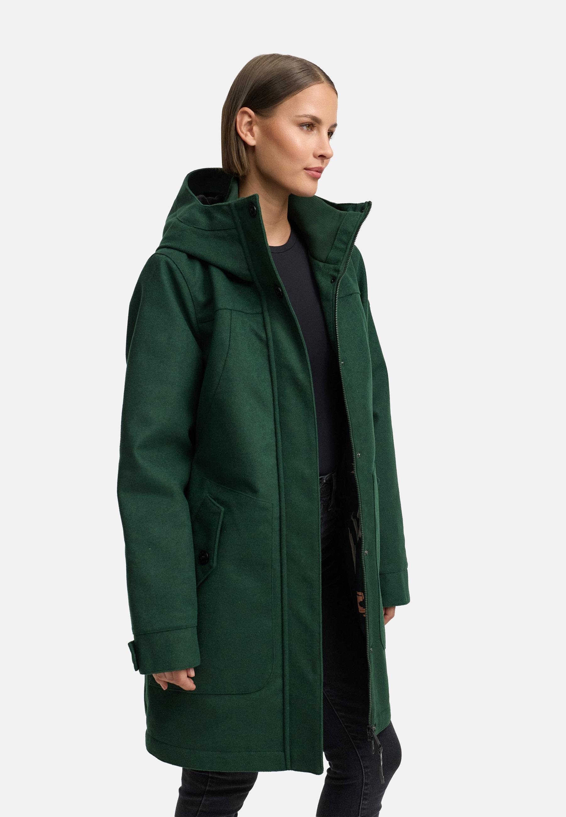 Klassischer Wintermantel in Woll-Optik "Jannisa Coat" Dark Green25