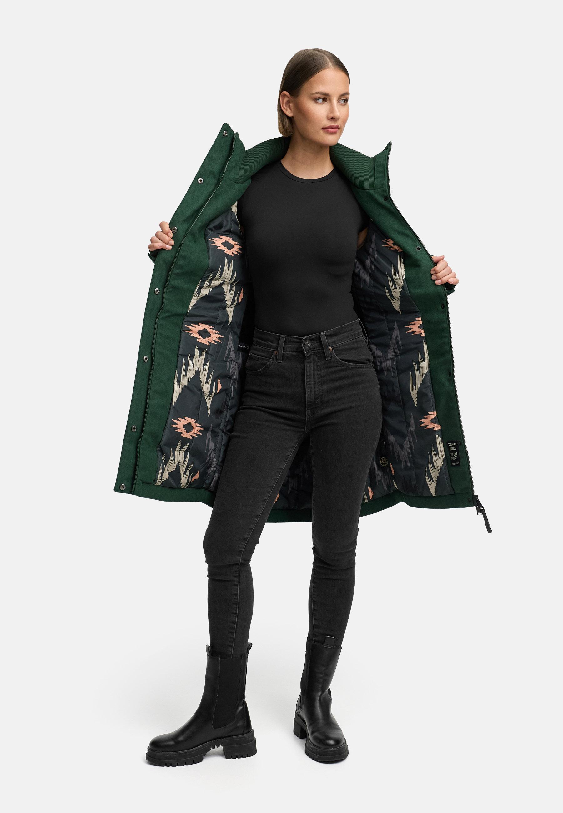 Klassischer Wintermantel in Woll-Optik "Jannisa Coat" Dark Green25