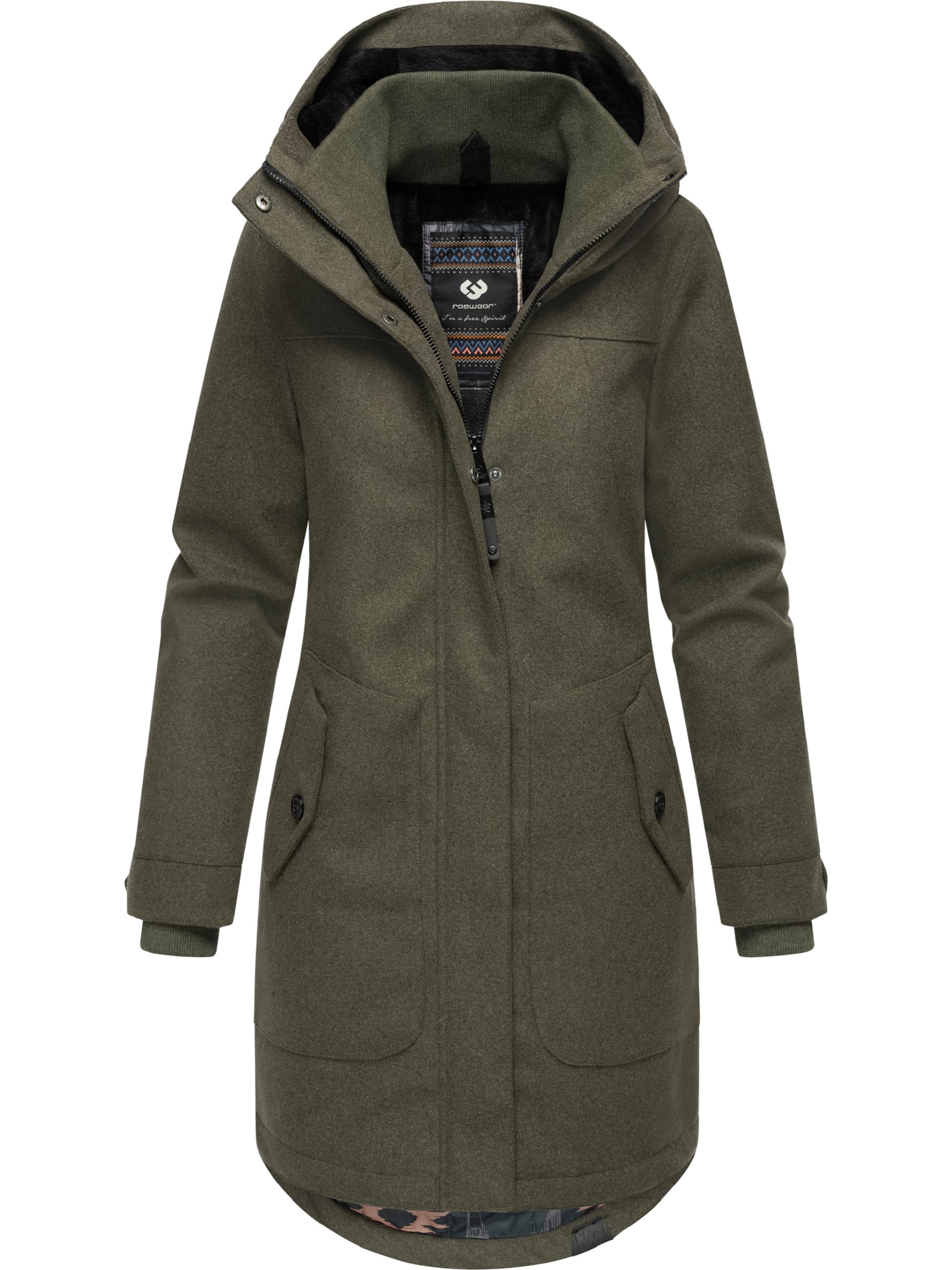 Wintermantel in Woll-Optik "Jannisa Coat" Dark Olive