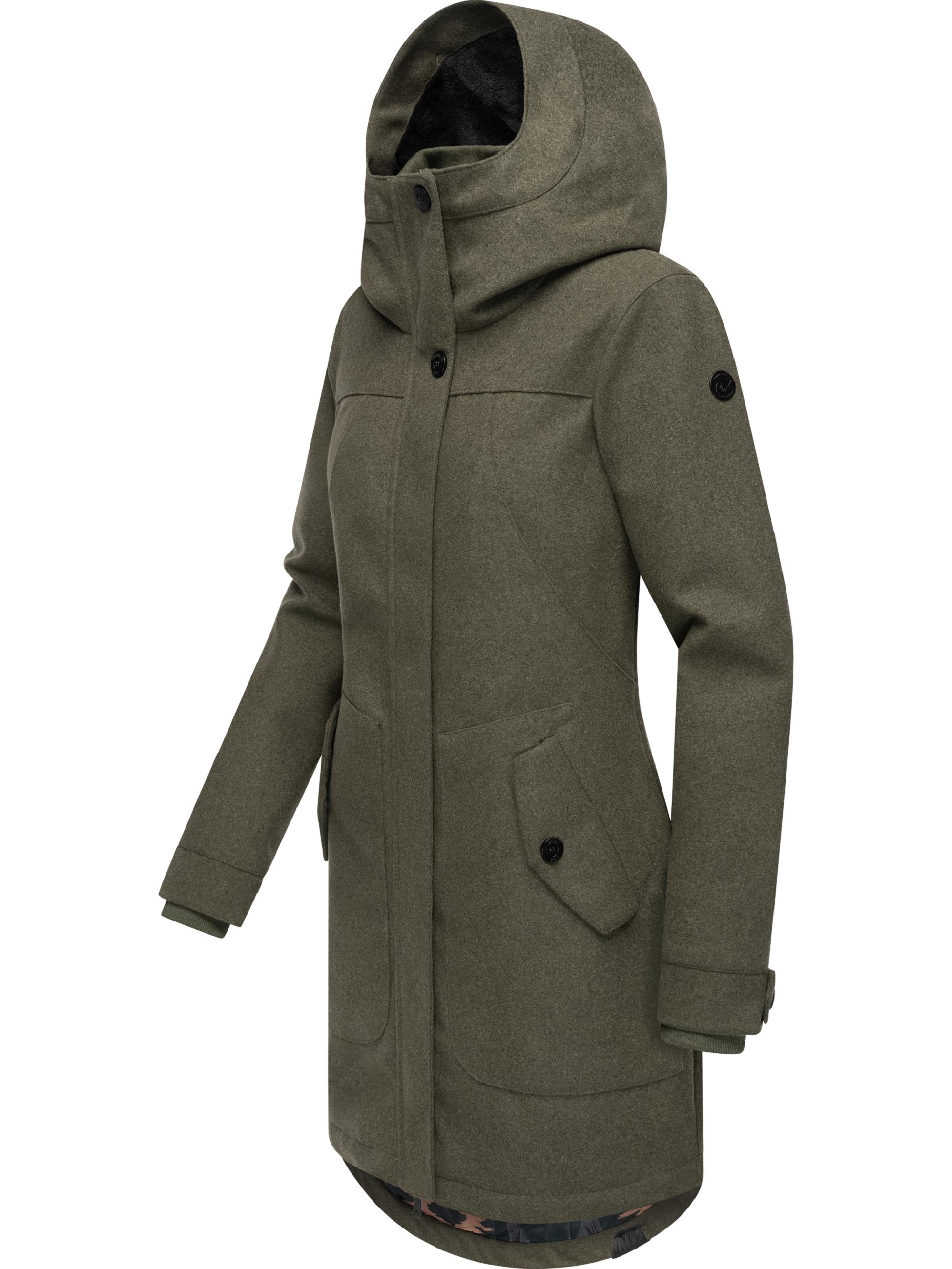 Wintermantel in Woll-Optik "Jannisa Coat" Dark Olive