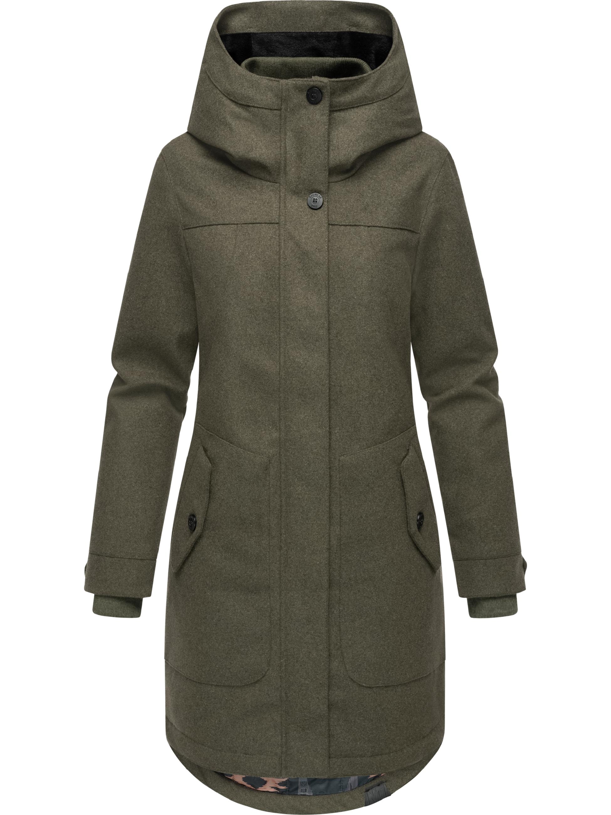 Wintermantel in Woll-Optik "Jannisa Coat" Dark Olive