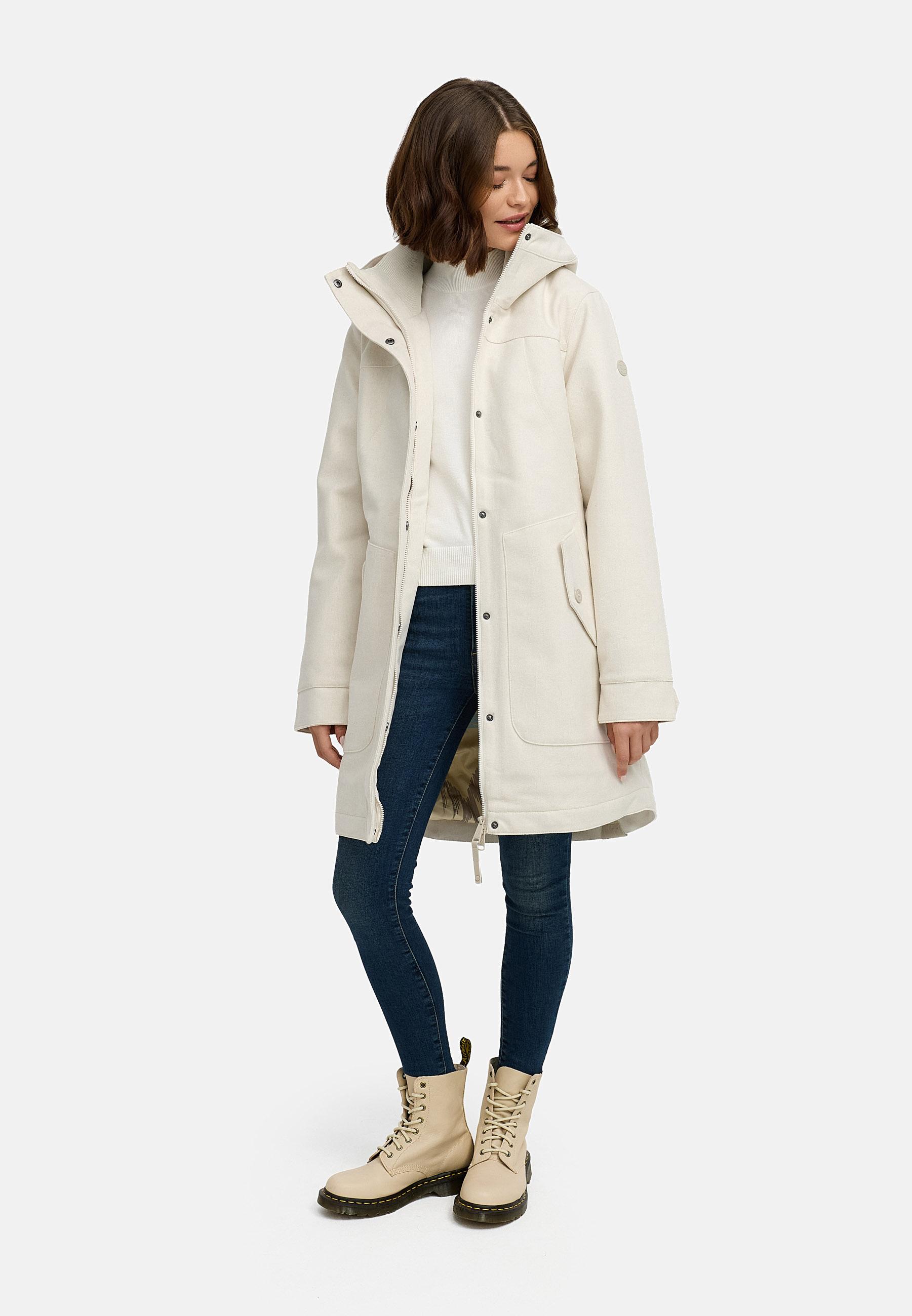 Klassischer Wintermantel in Woll-Optik "Jannisa Coat" Off White25