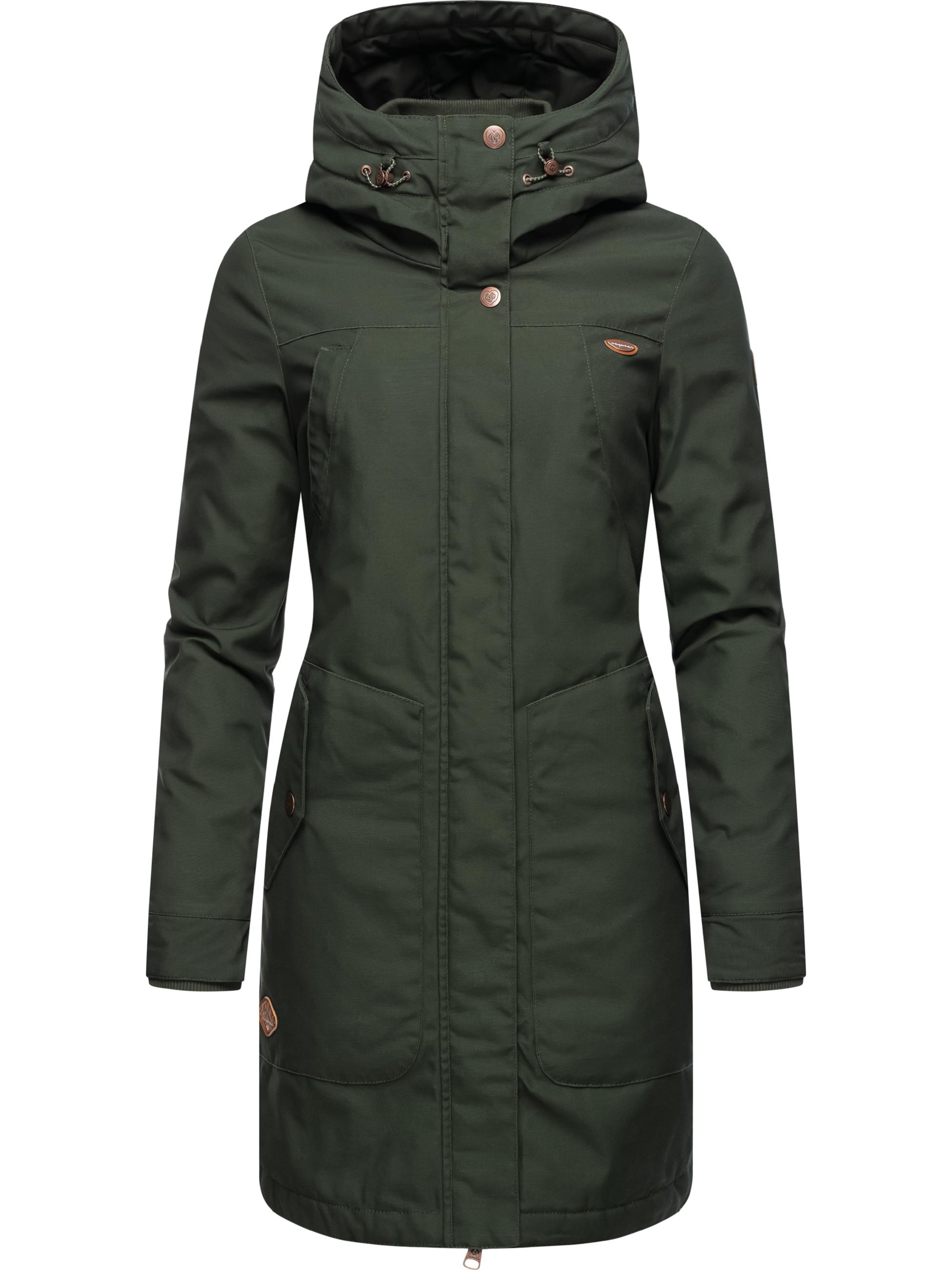 Langer Winterparka mit Kapuze "Jannisa" Dark Olive