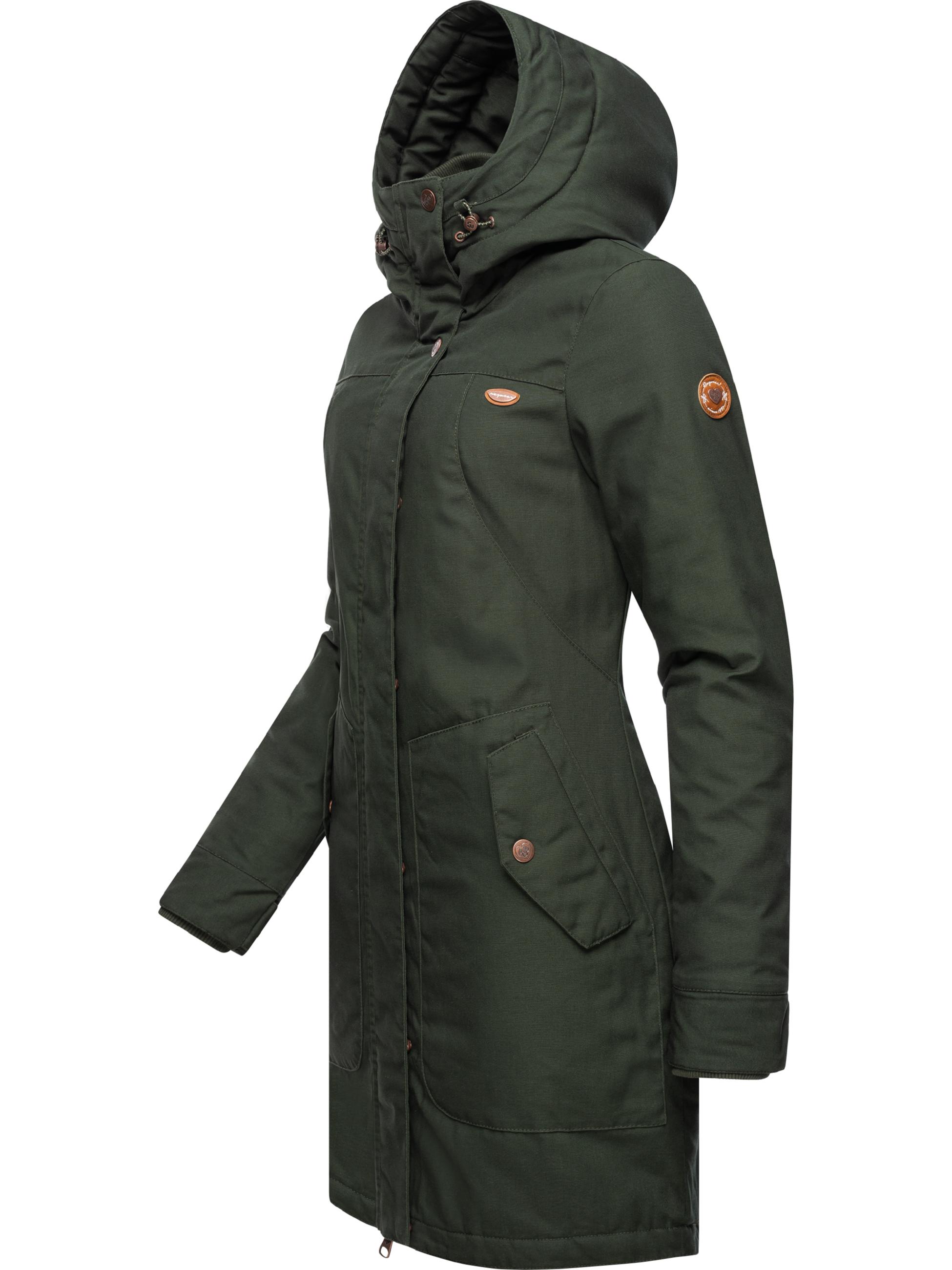 Langer Winterparka mit Kapuze "Jannisa" Dark Olive