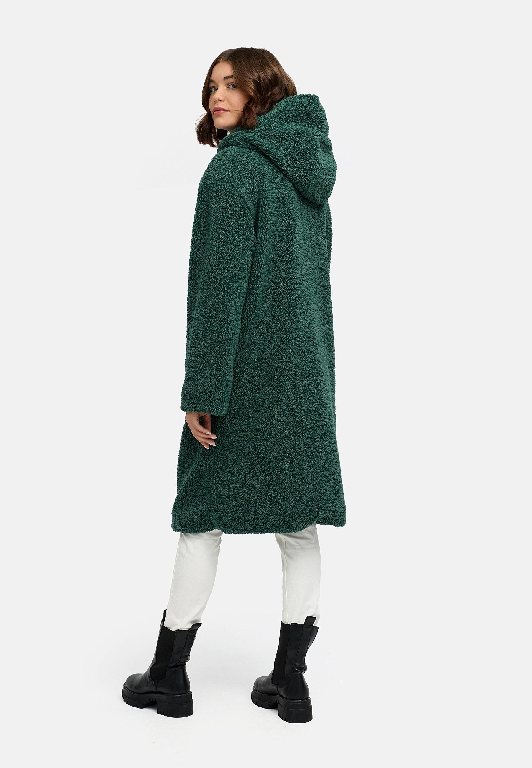 Plüschmantel mit Kapuze "Joonie" Pine Green