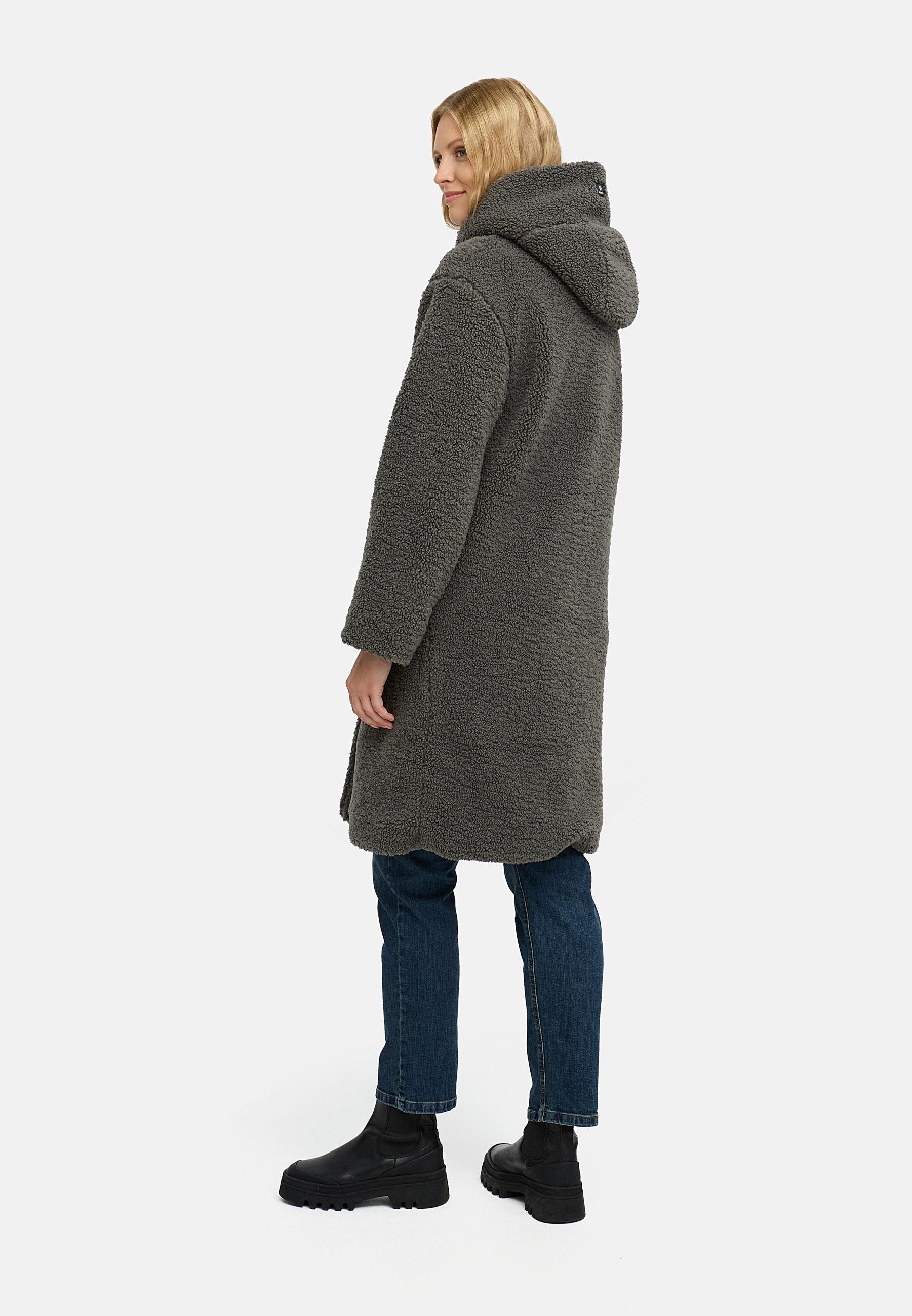 Plüschmantel mit Kapuze "Joonie" Stone Grey
