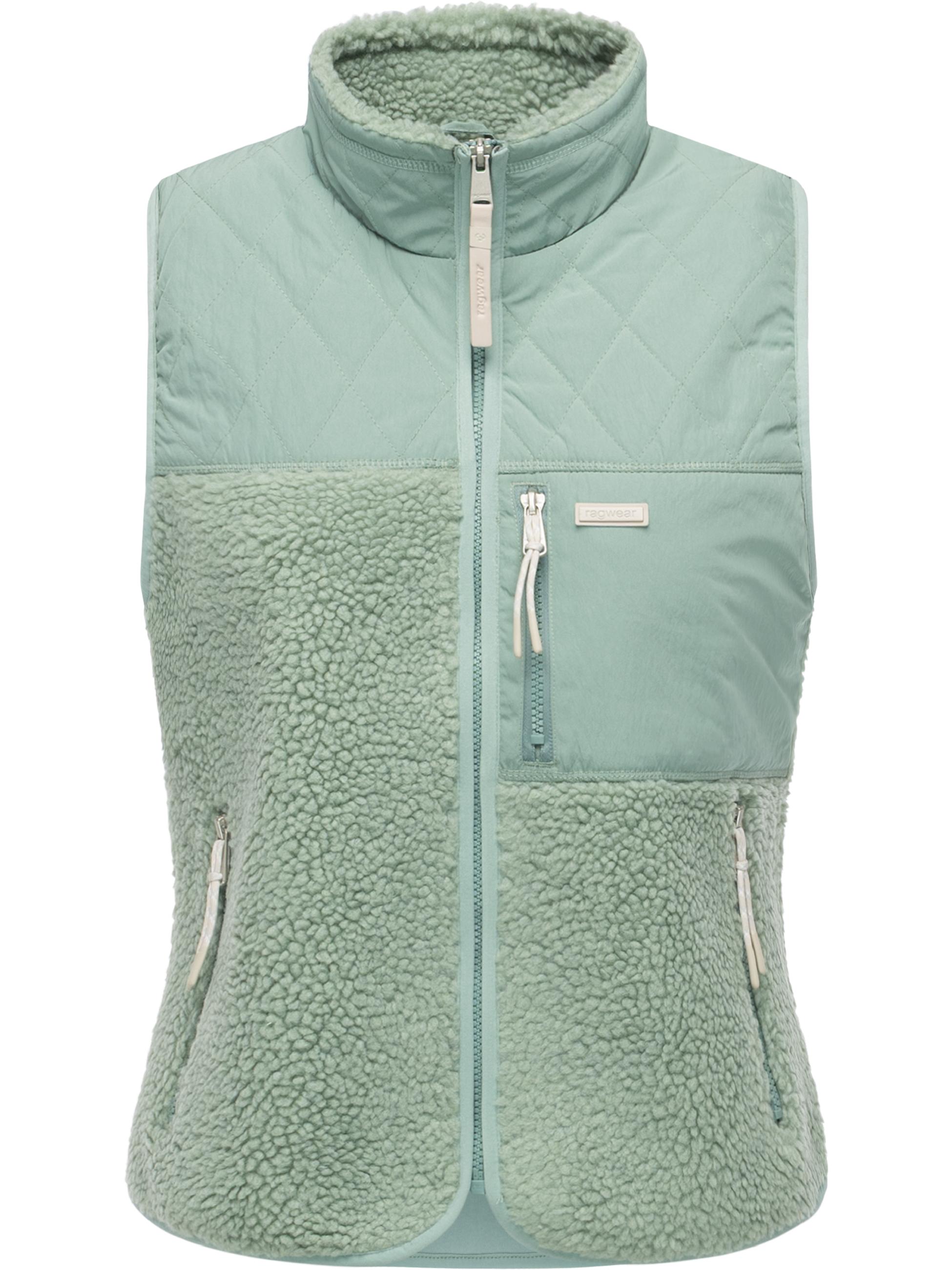 Materialmix-Weste mit kuscheligem Teddy-Fleece "Junkin Bonded" Dusty Green
