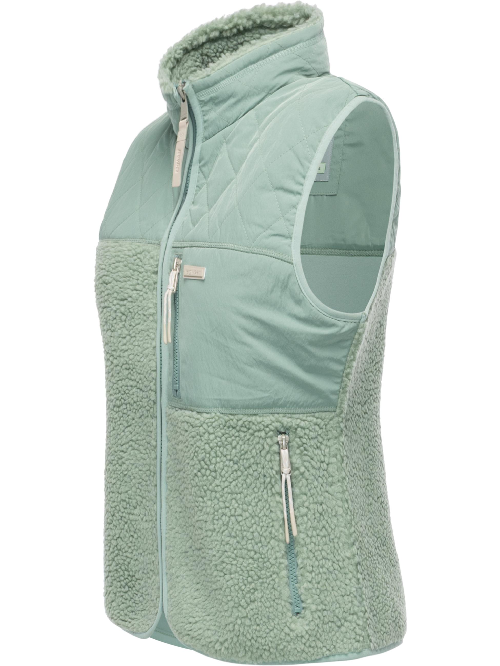Materialmix-Weste mit kuscheligem Teddy-Fleece "Junkin Bonded" Dusty Green