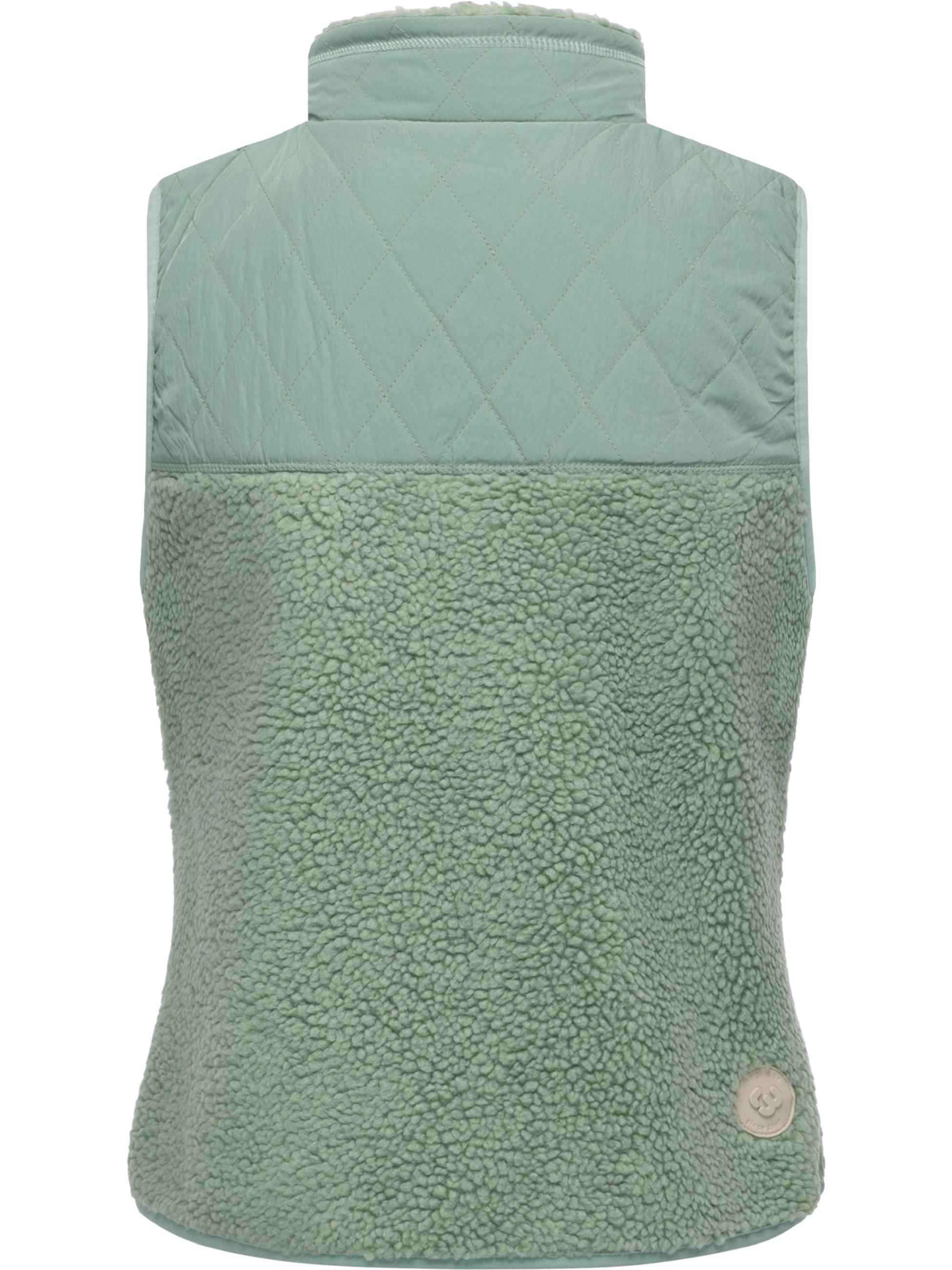 Materialmix-Weste mit kuscheligem Teddy-Fleece "Junkin Bonded" Dusty Green