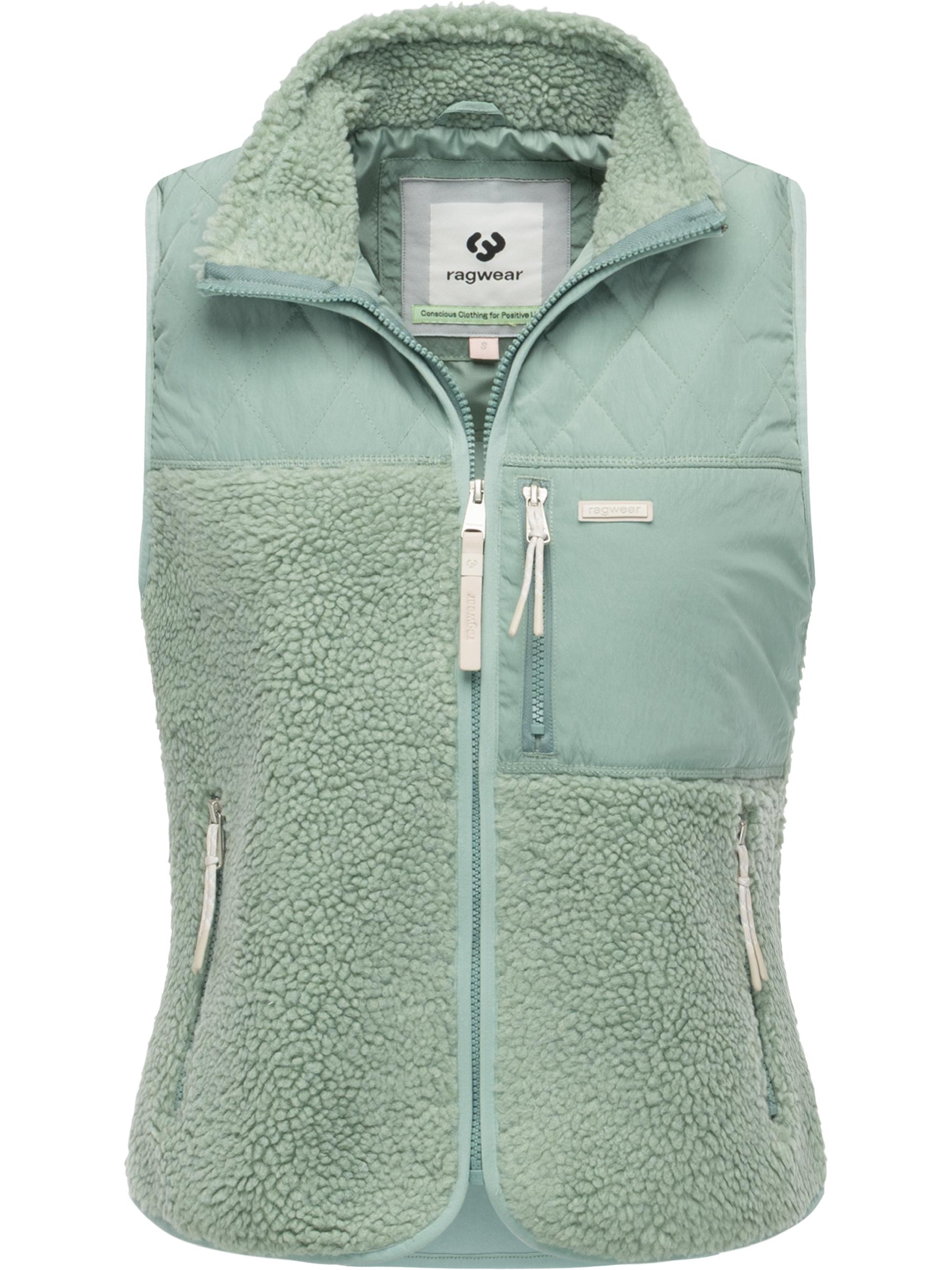 Materialmix-Weste mit kuscheligem Teddy-Fleece "Junkin Bonded" Dusty Green