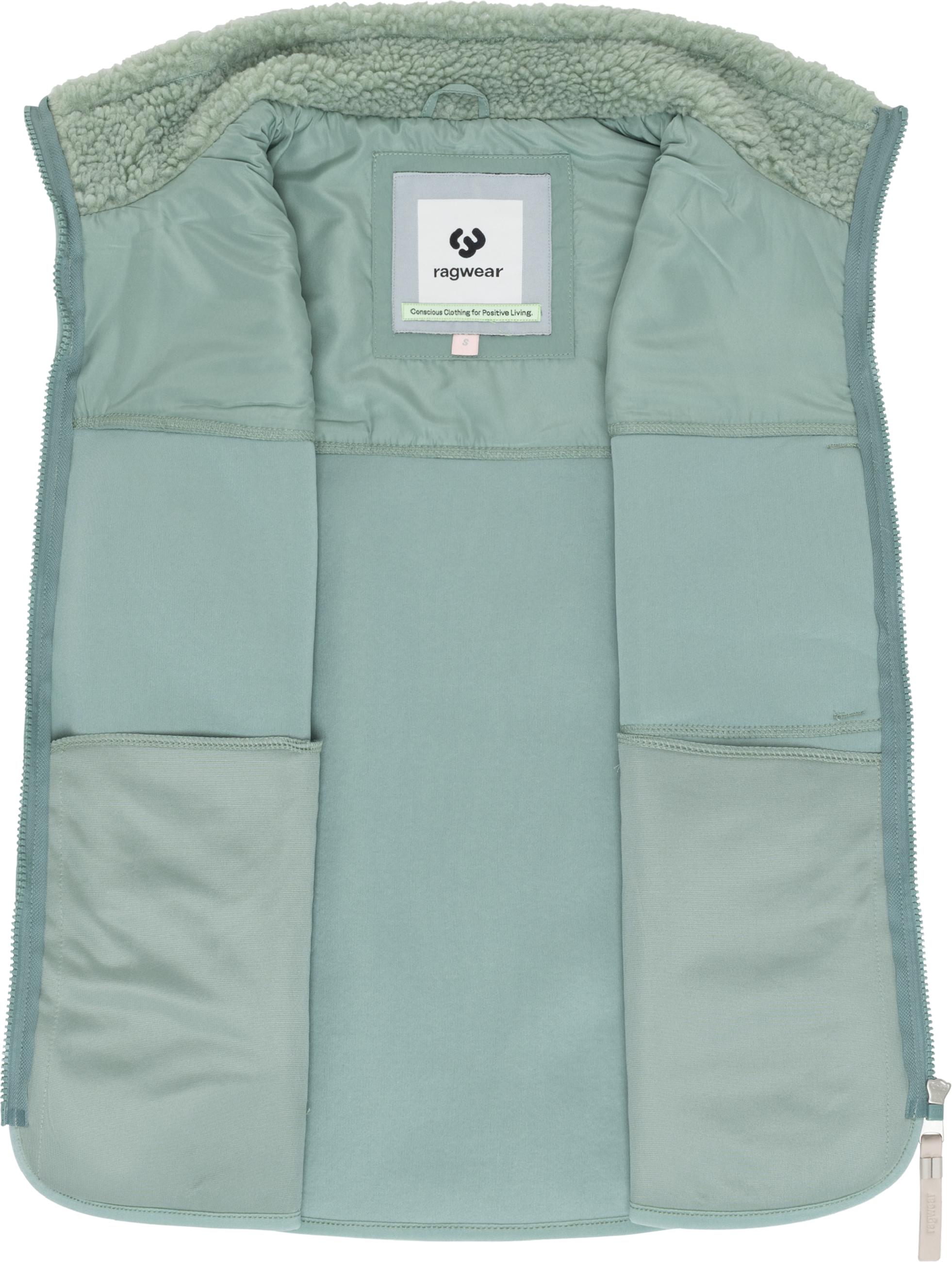 Materialmix-Weste mit kuscheligem Teddy-Fleece "Junkin Bonded" Dusty Green