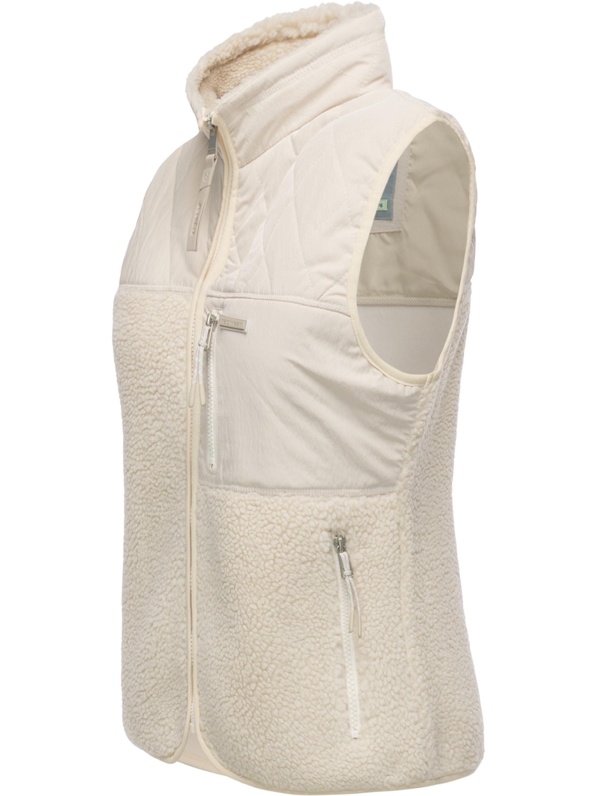 Materialmix-Weste mit kuscheligem Teddy-Fleece "Junkin Bonded" Ecru