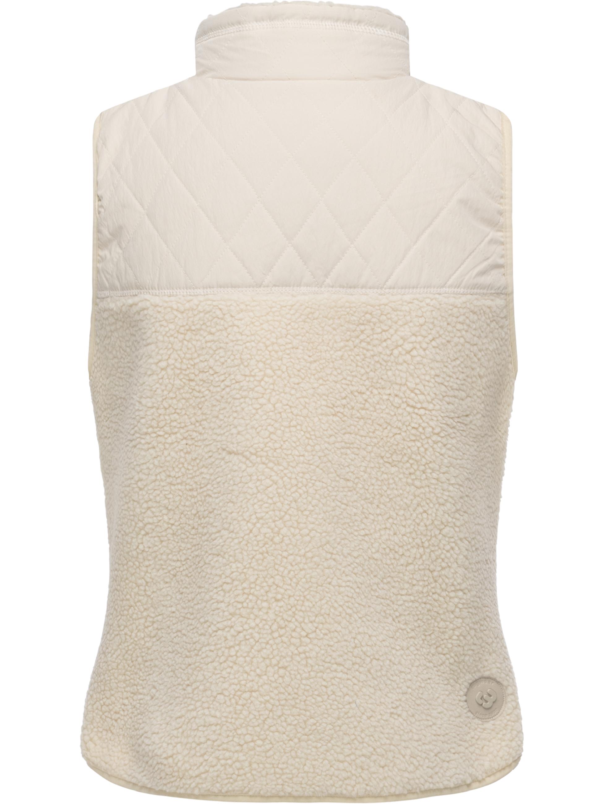Materialmix-Weste mit kuscheligem Teddy-Fleece "Junkin Bonded" Ecru