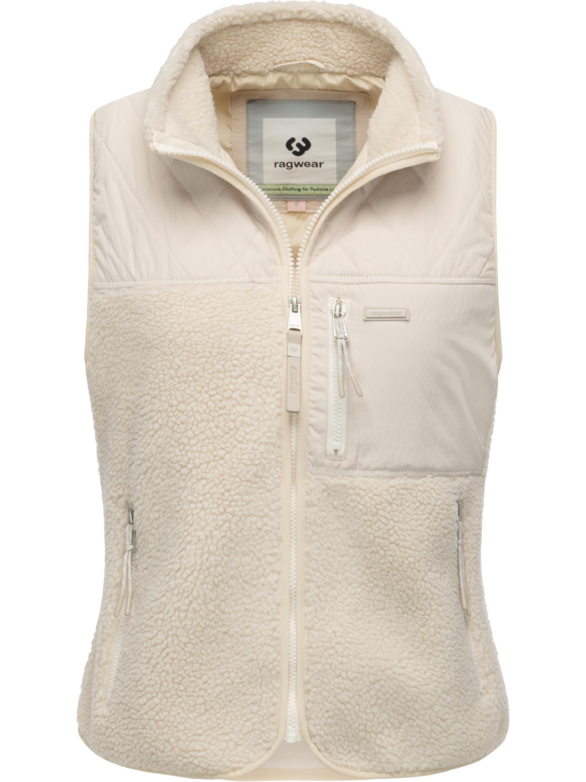 Materialmix-Weste mit kuscheligem Teddy-Fleece "Junkin Bonded" Ecru