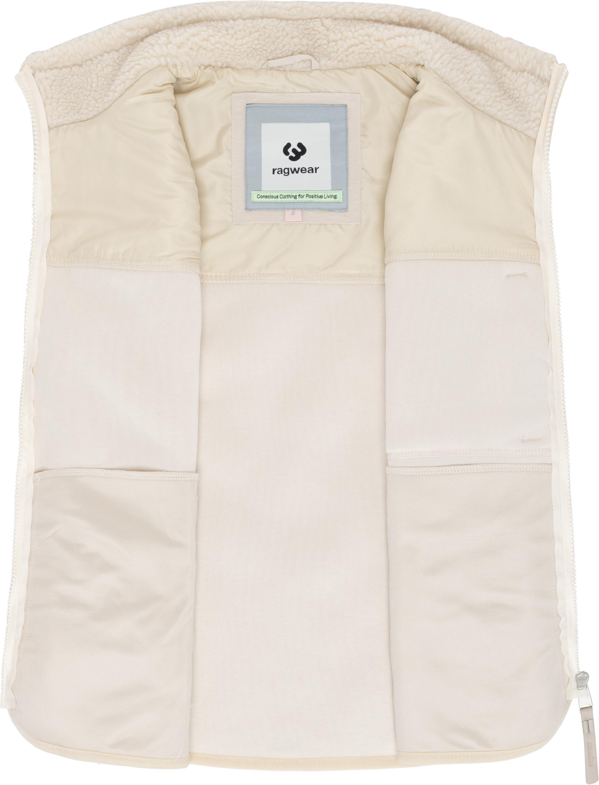 Materialmix-Weste mit kuscheligem Teddy-Fleece "Junkin Bonded" Ecru