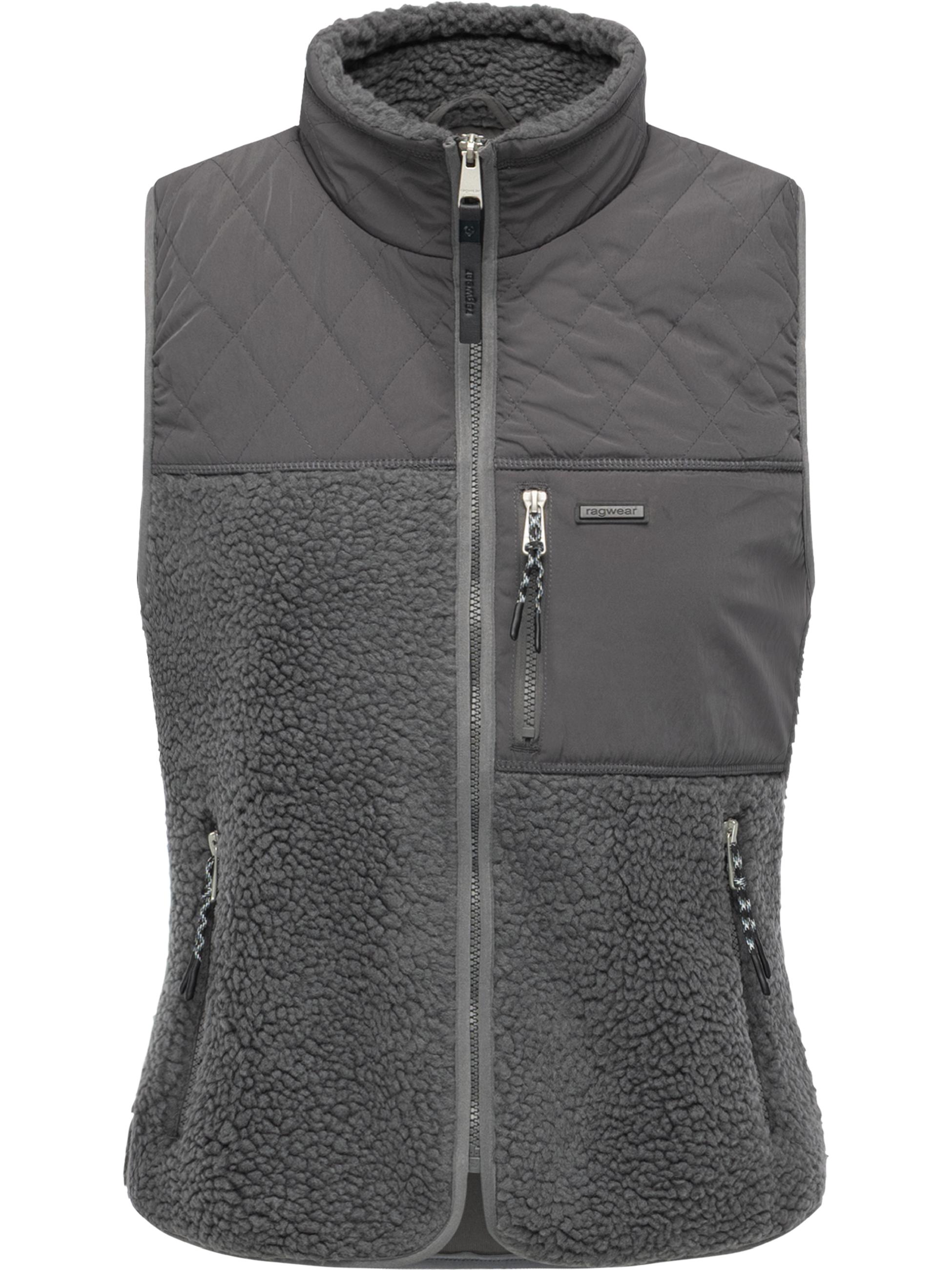 Materialmix-Weste mit kuscheligem Teddy-Fleece "Junkin Bonded" Stone Grey