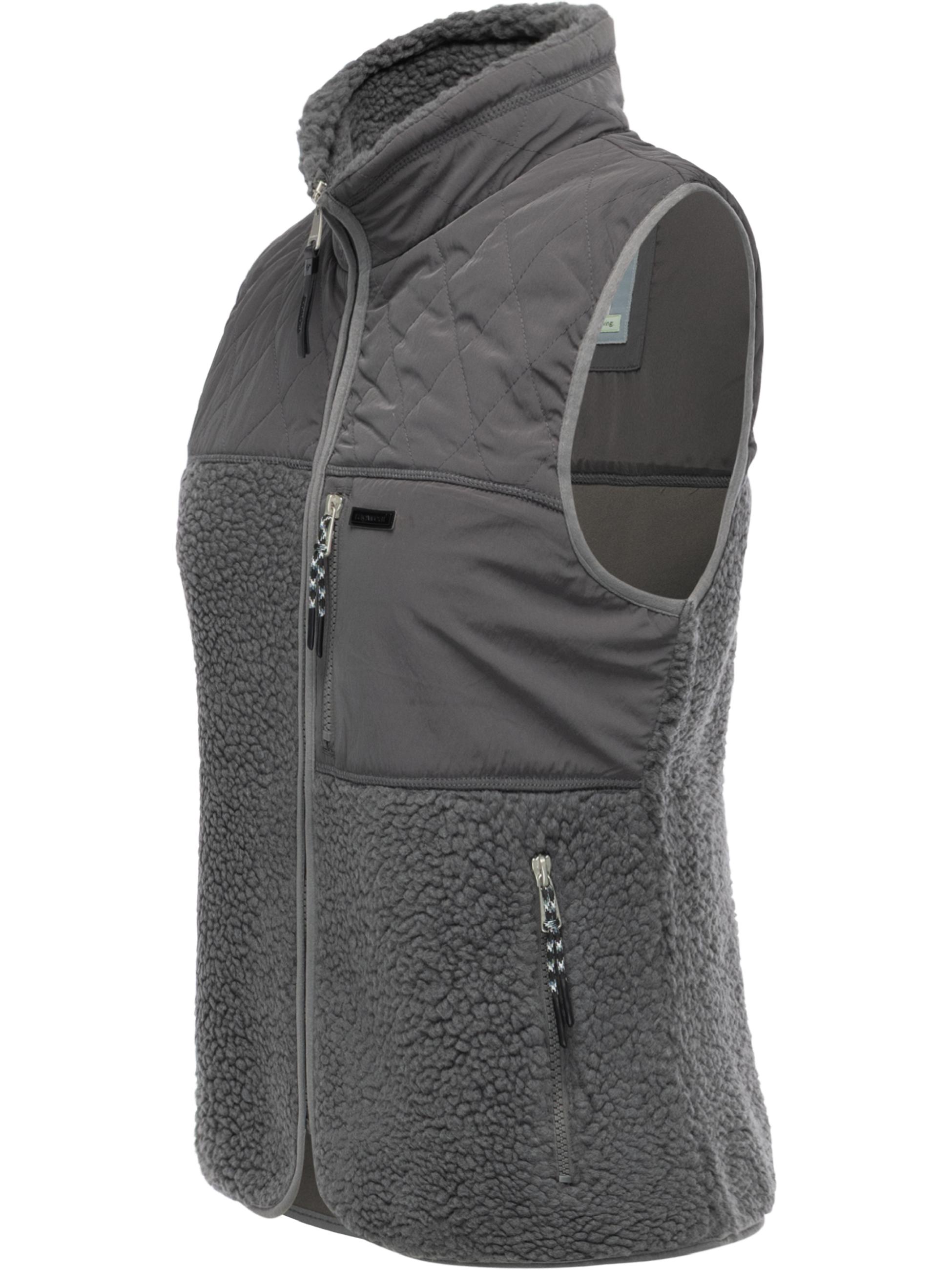 Materialmix-Weste mit kuscheligem Teddy-Fleece "Junkin Bonded" Stone Grey