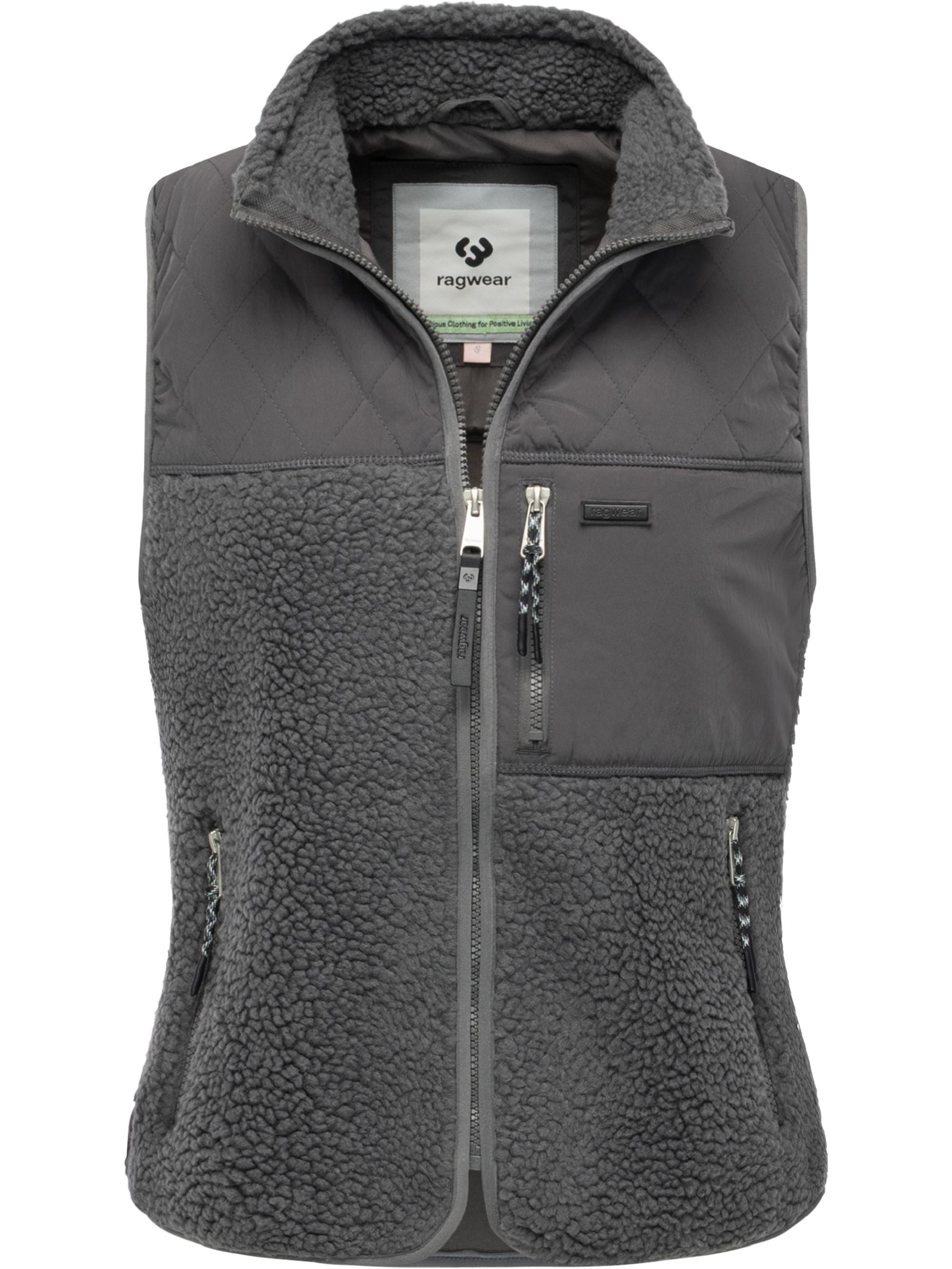 Materialmix-Weste mit kuscheligem Teddy-Fleece "Junkin Bonded" Stone Grey