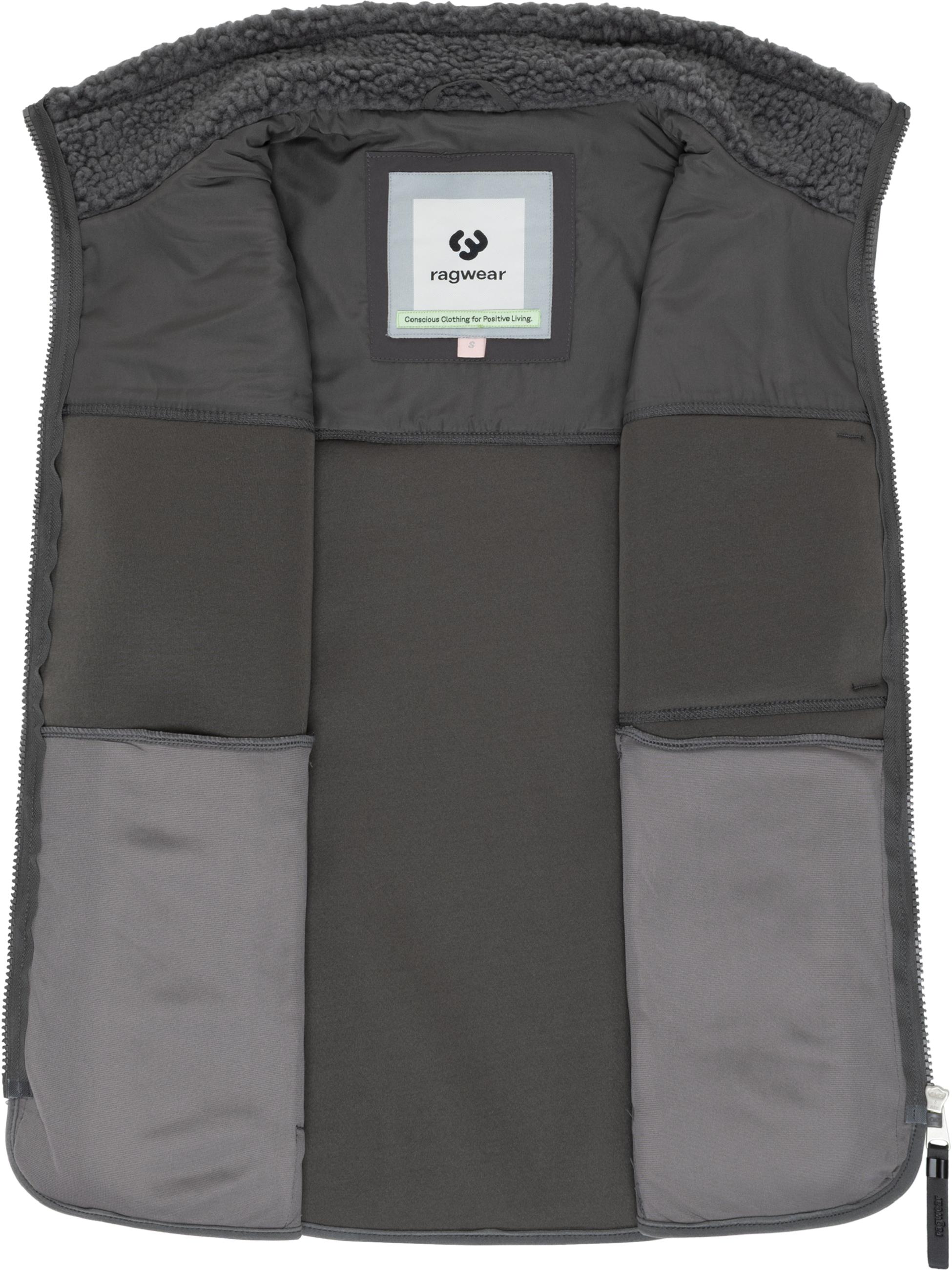 Materialmix-Weste mit kuscheligem Teddy-Fleece "Junkin Bonded" Stone Grey