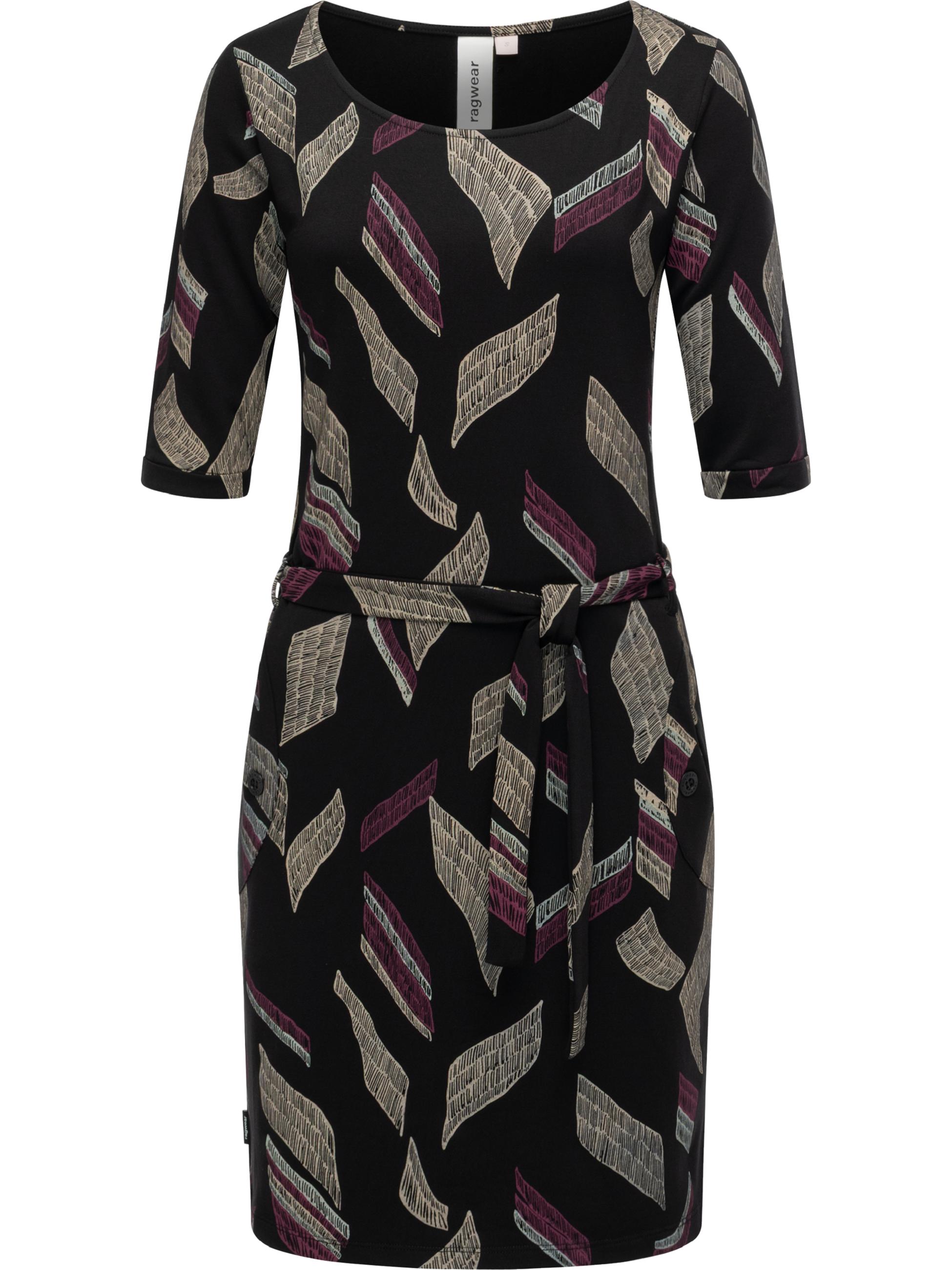 Midikleid mit Taillenbandl "Kenisha Print" Black