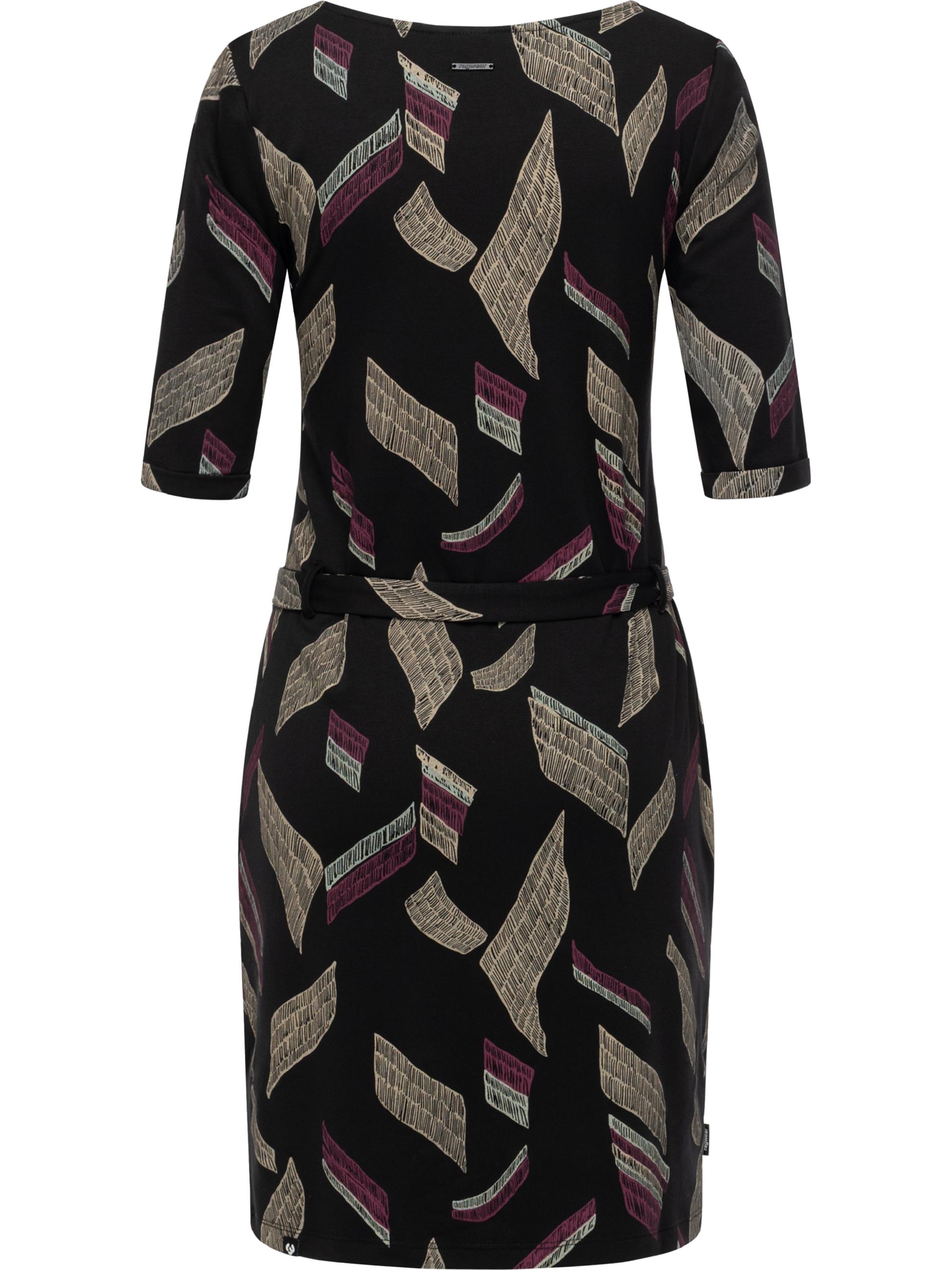 Midikleid mit Taillenbandl "Kenisha Print" Black