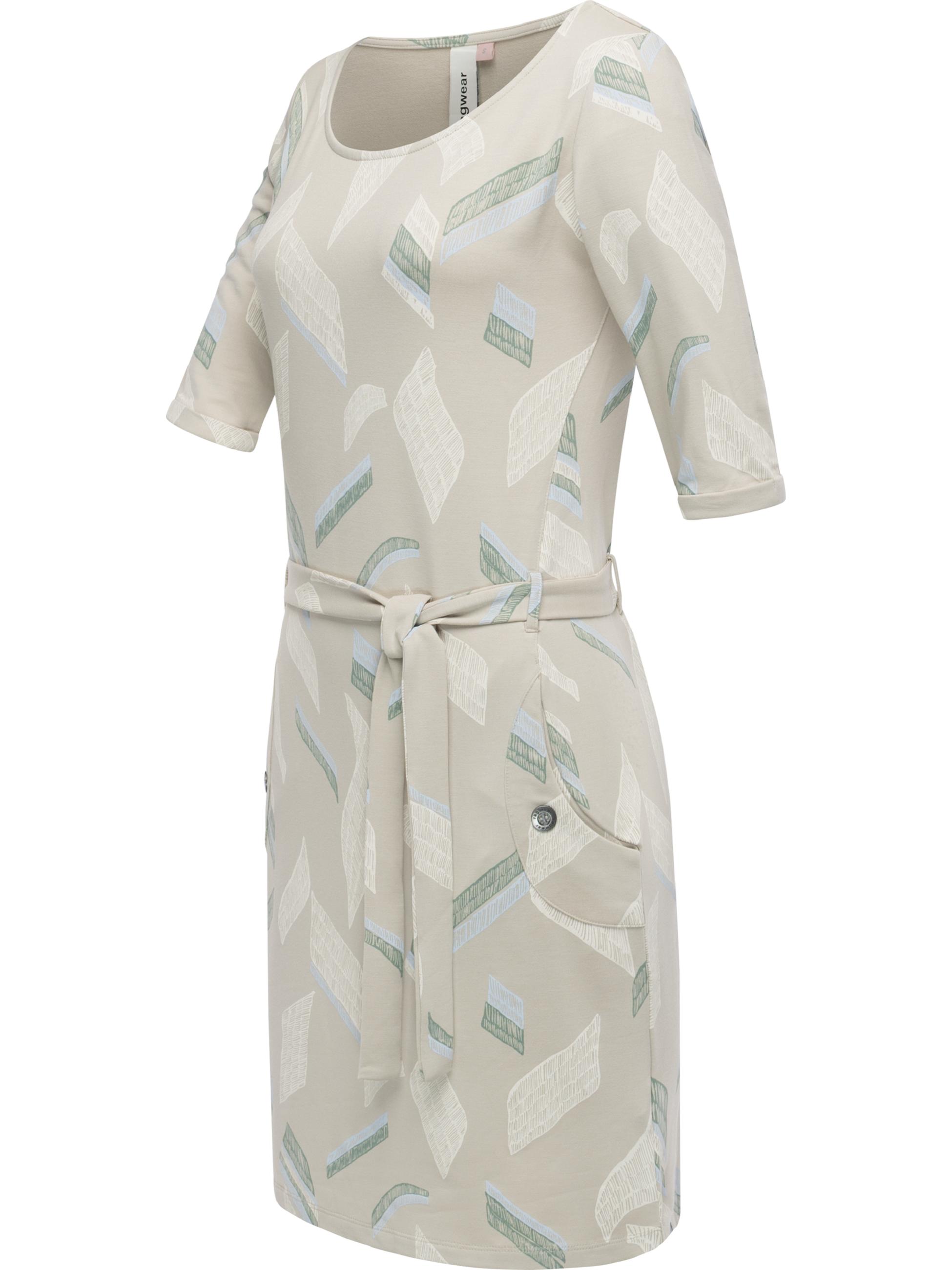 Midikleid mit Taillenbandl "Kenisha Print" Bone
