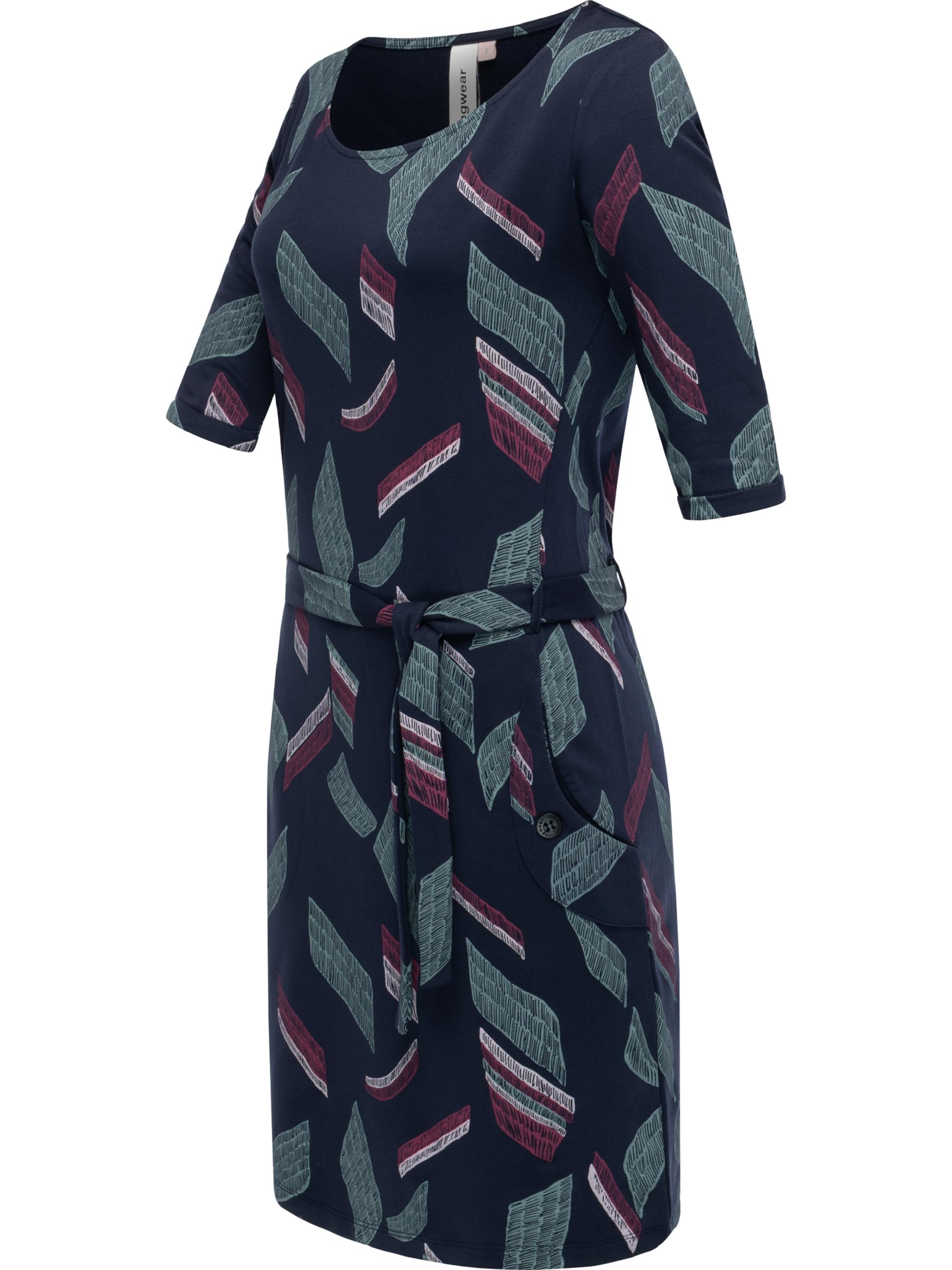 Midikleid mit Taillenbandl "Kenisha Print" Navy